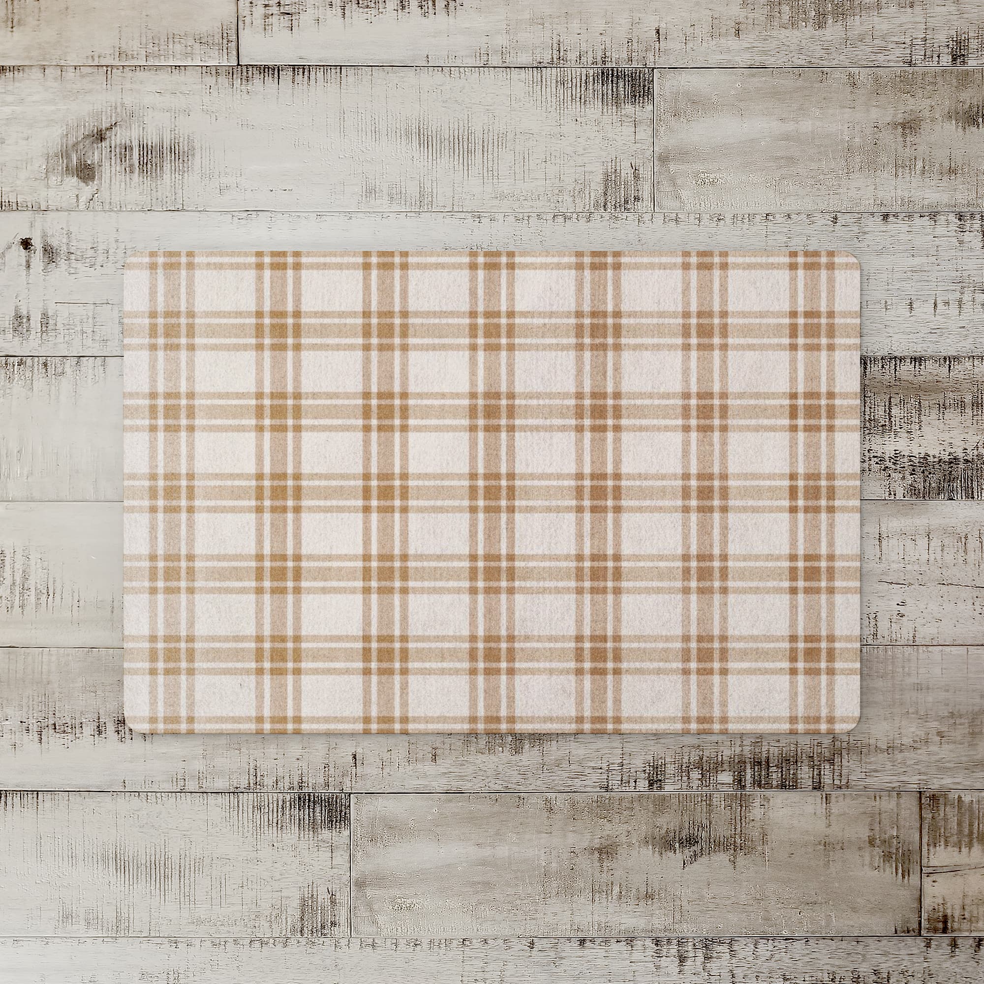 Orange Plaid Floor Mat