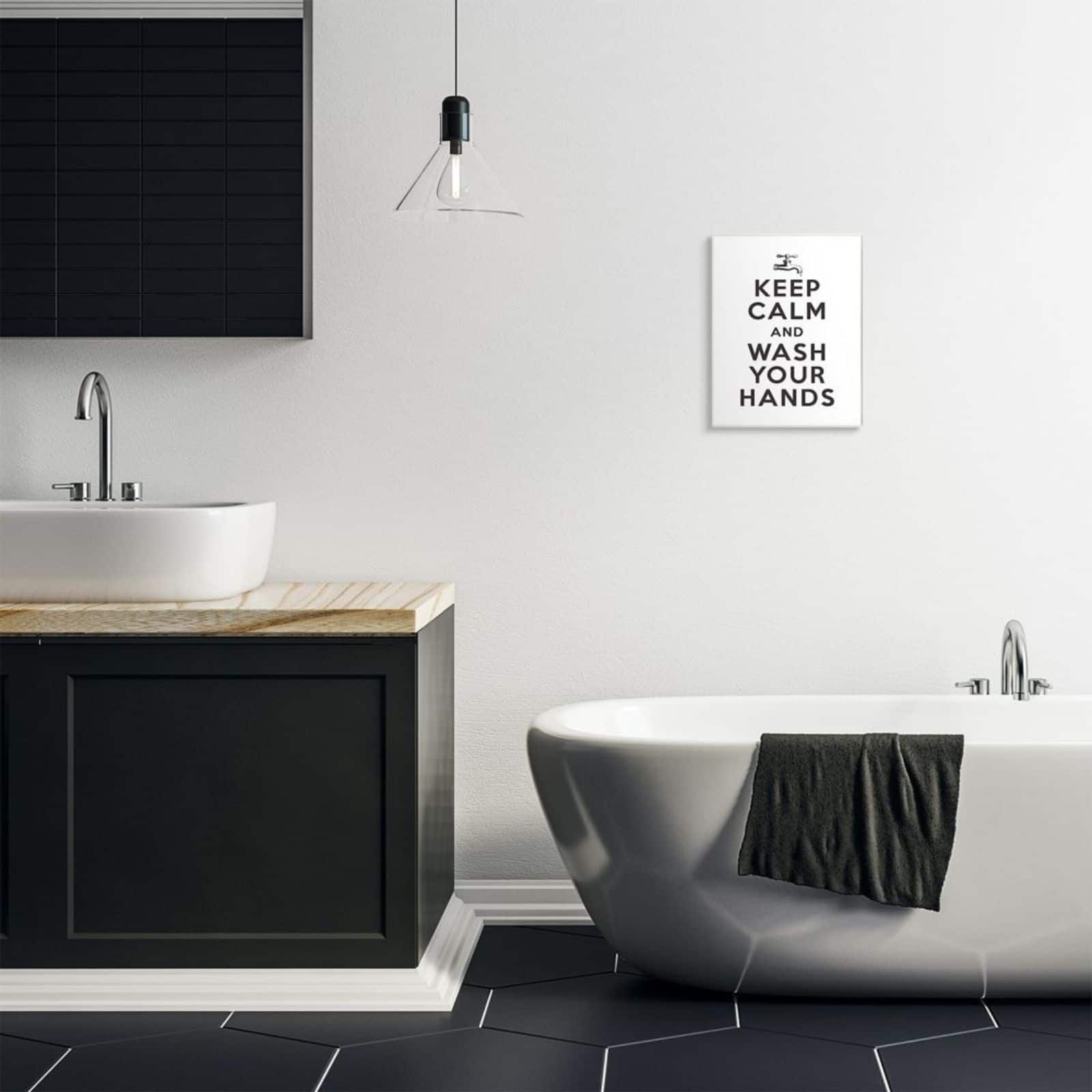 Stupell Industries Keep Calm & Wash Your Hands Phrase Bathroom Wall Art