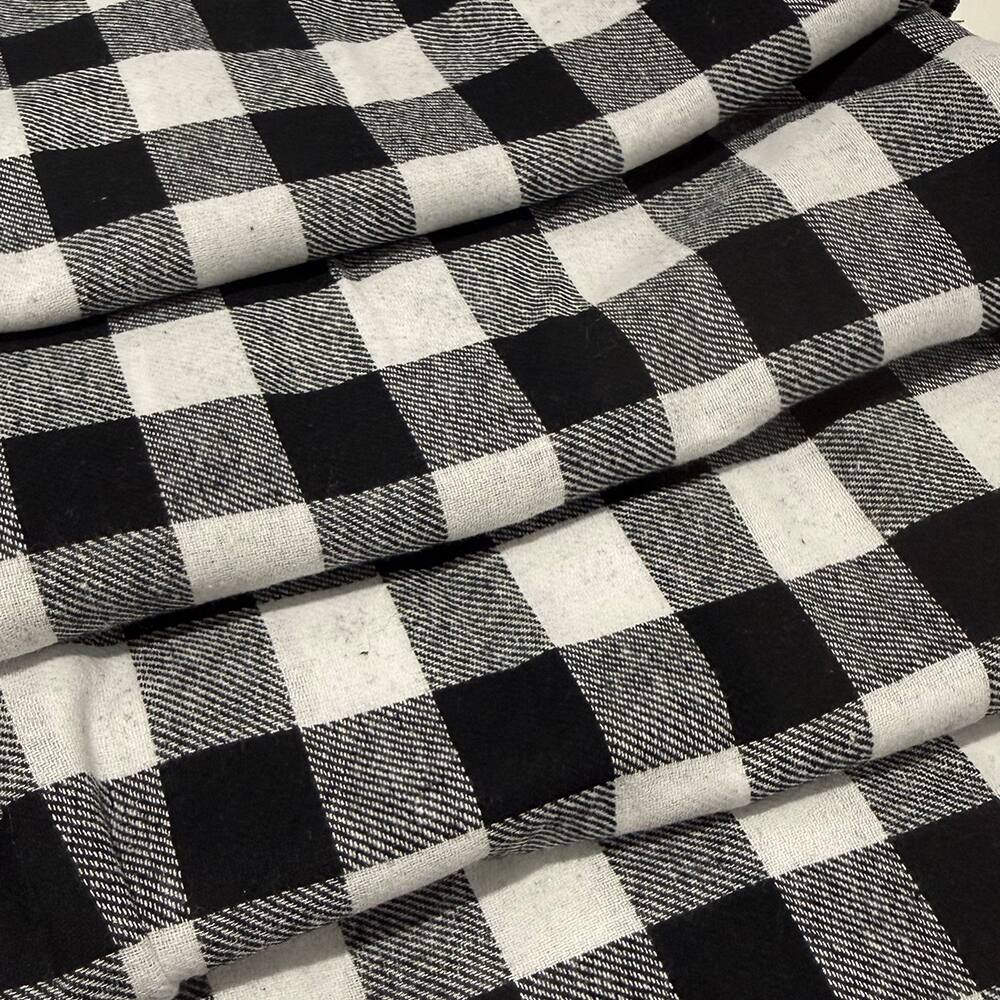 Feldman Black & White Checker Yarn-Dyed Cotton Flannel Fabric
