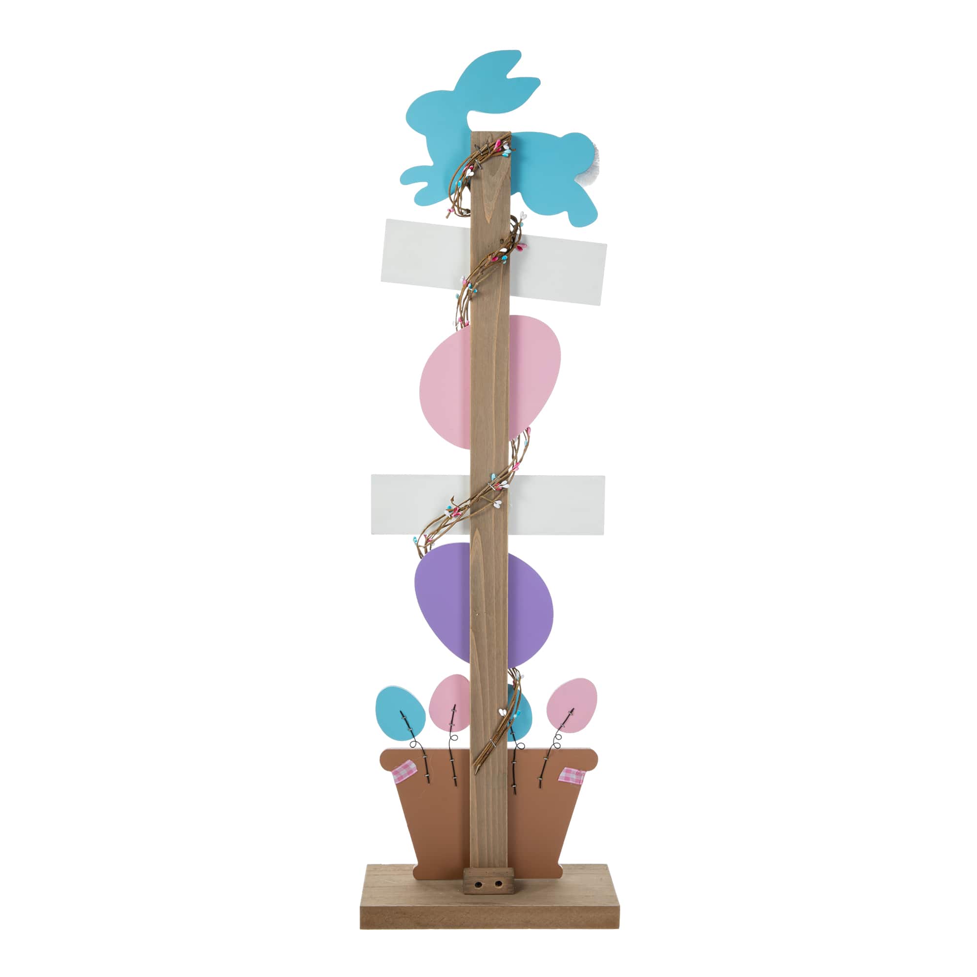 Glitzhome® 35.5" Easter Wooden Bunny & Eggs Porch Décor