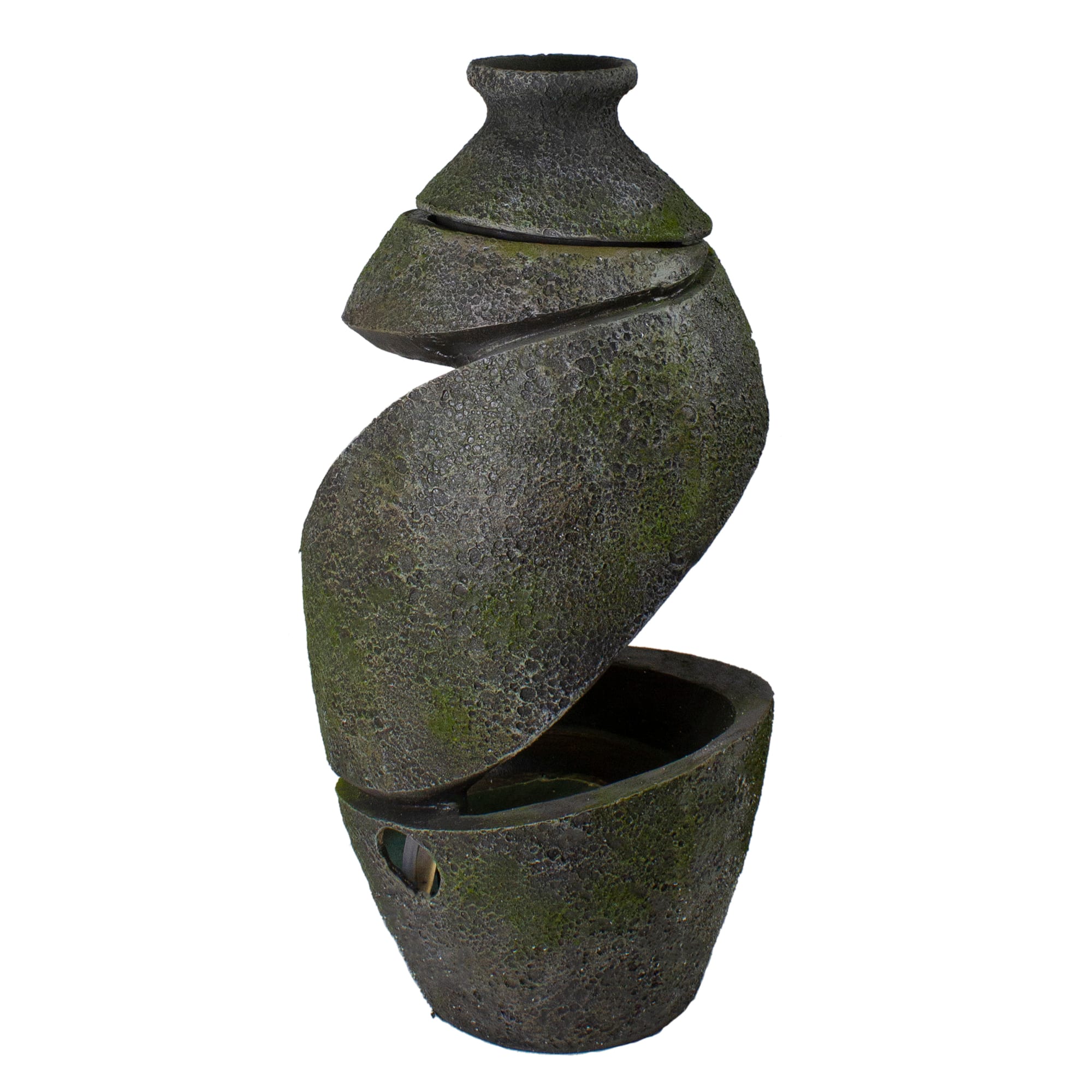 2.5ft. Green & Gray Mossy Outdoor Garden Water Fountain