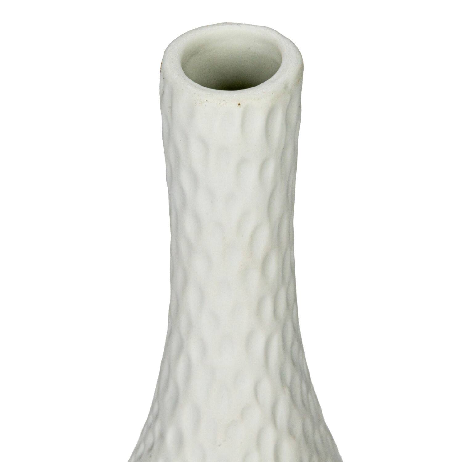 Hello Honey® 12.5" White Debossed Stoneware Bisque Table Lamp with Inline Switch