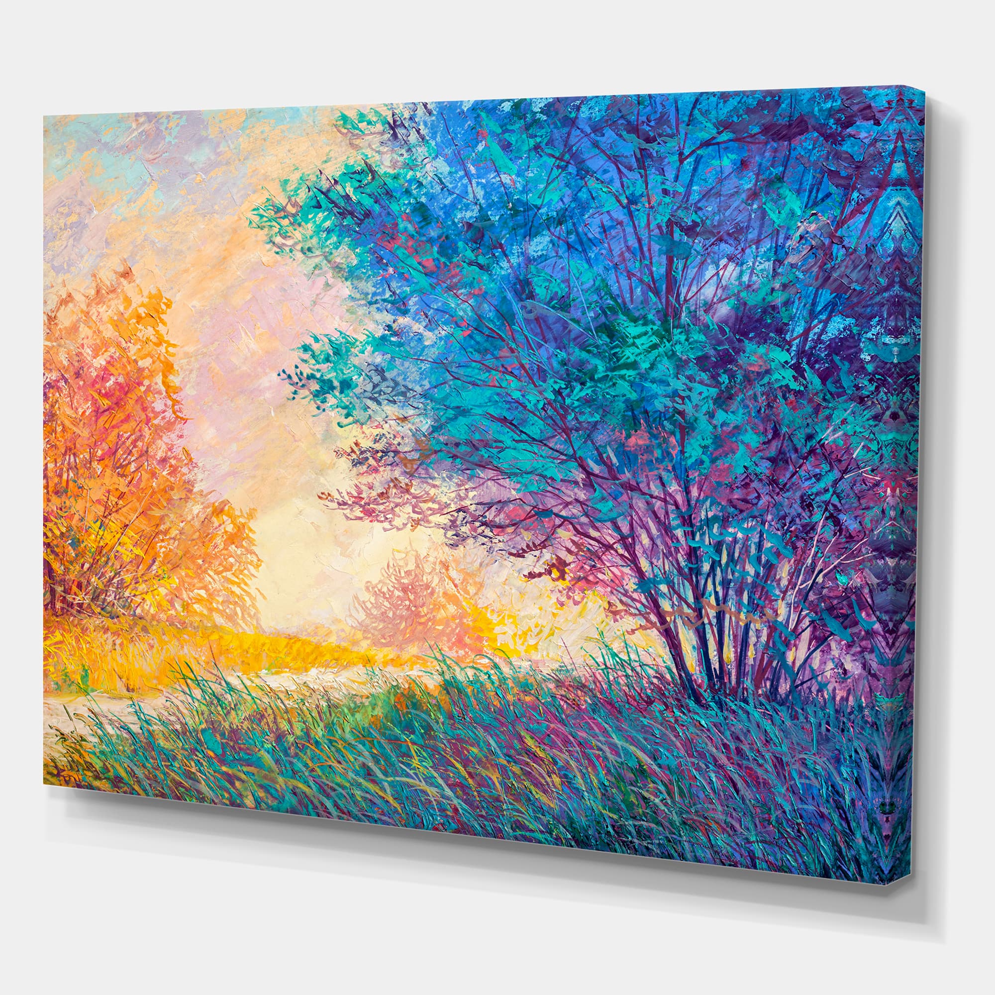Designart - Sunset In Autumnal Landscape - Traditional Canvas Wall Art Print