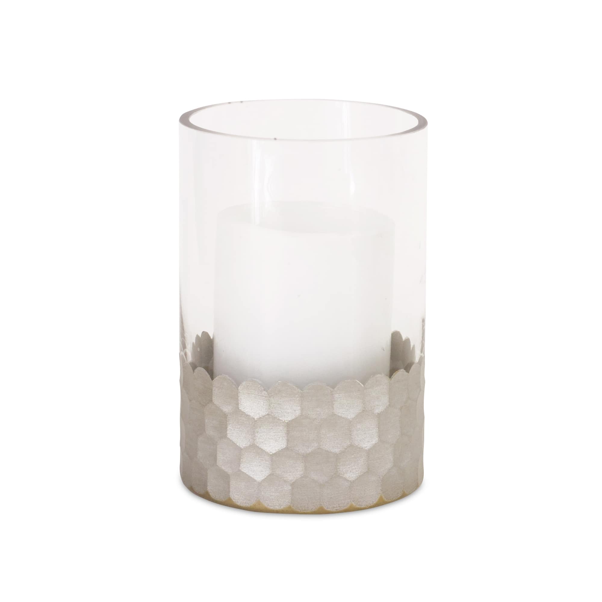 Glass Hurricane Candle Holder with Honeycomb Set