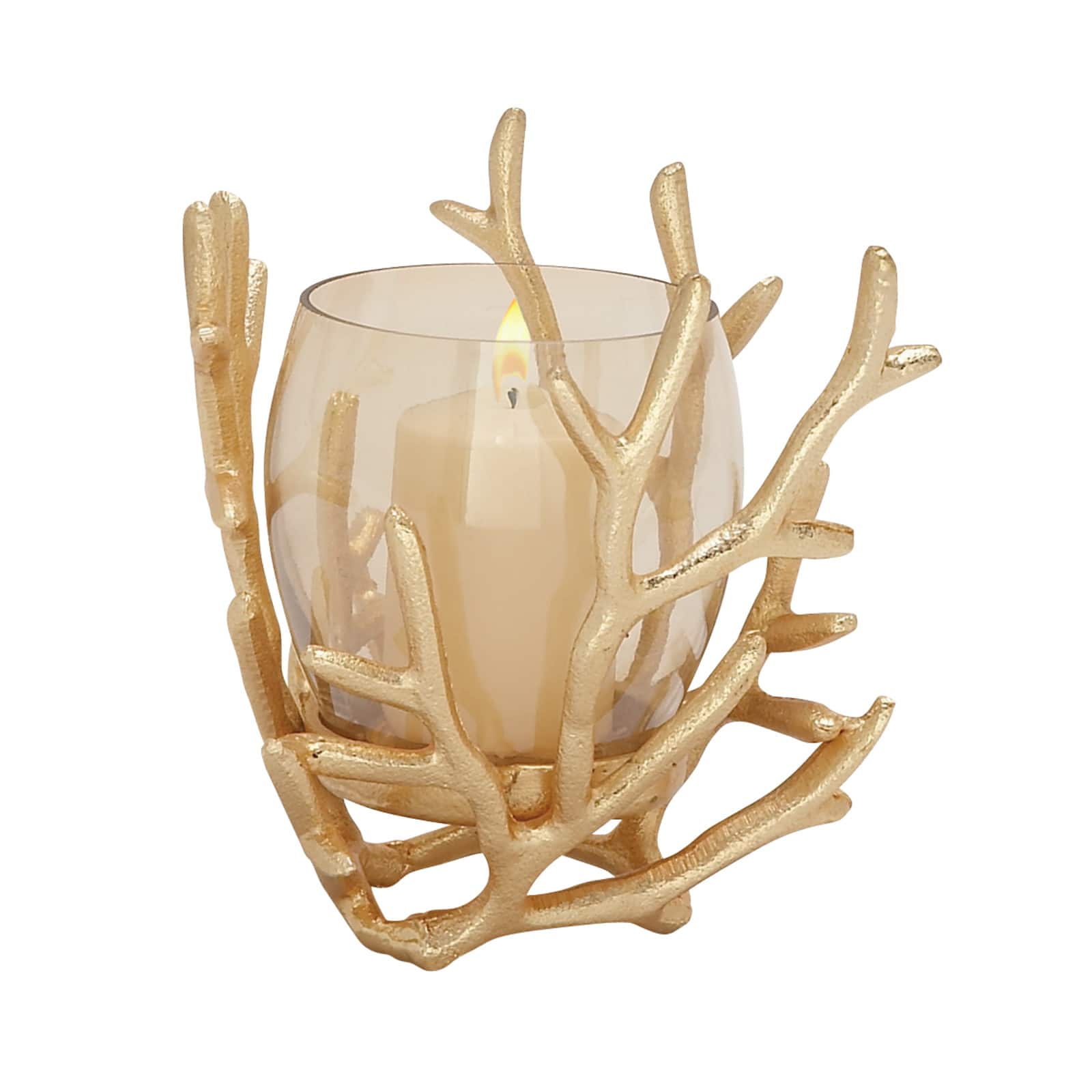 Gold Aluminum Coastal Candle Holder