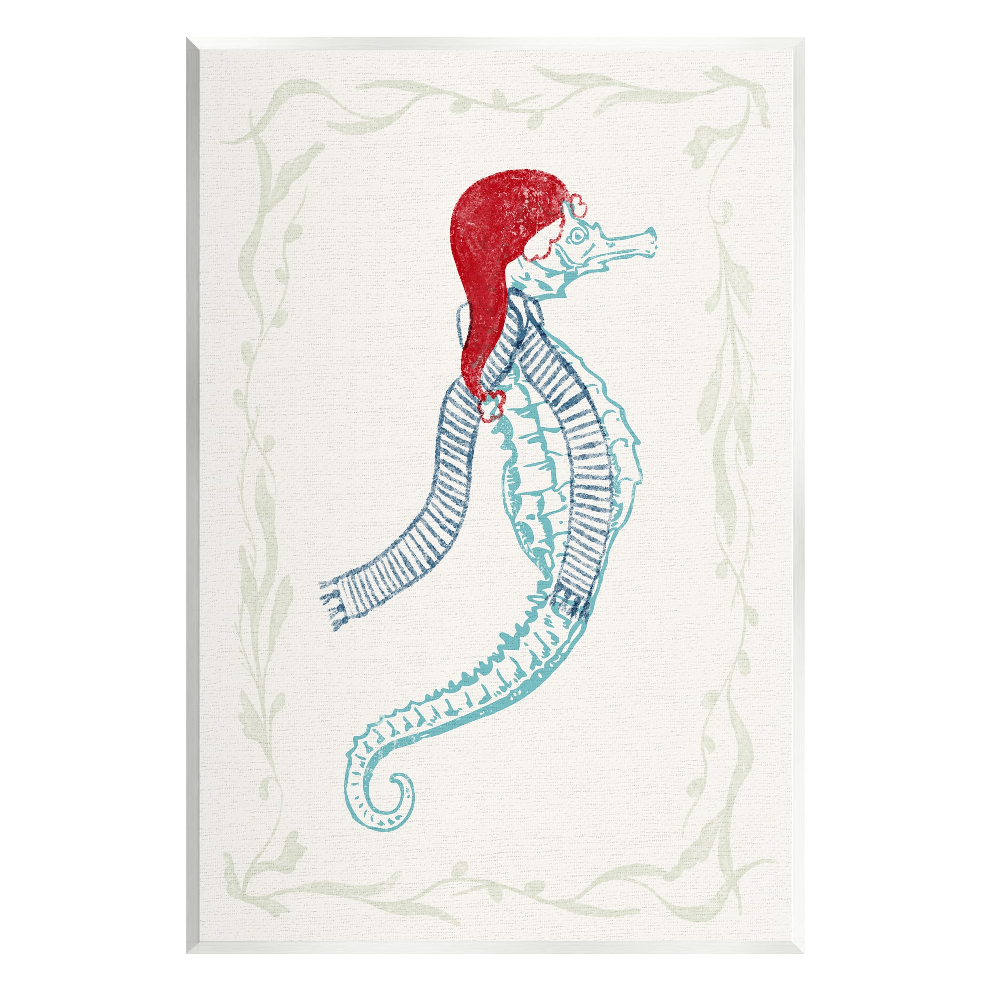 Stupell Industries Coastal Christmas Seahorse Santa Wall Plaque Art