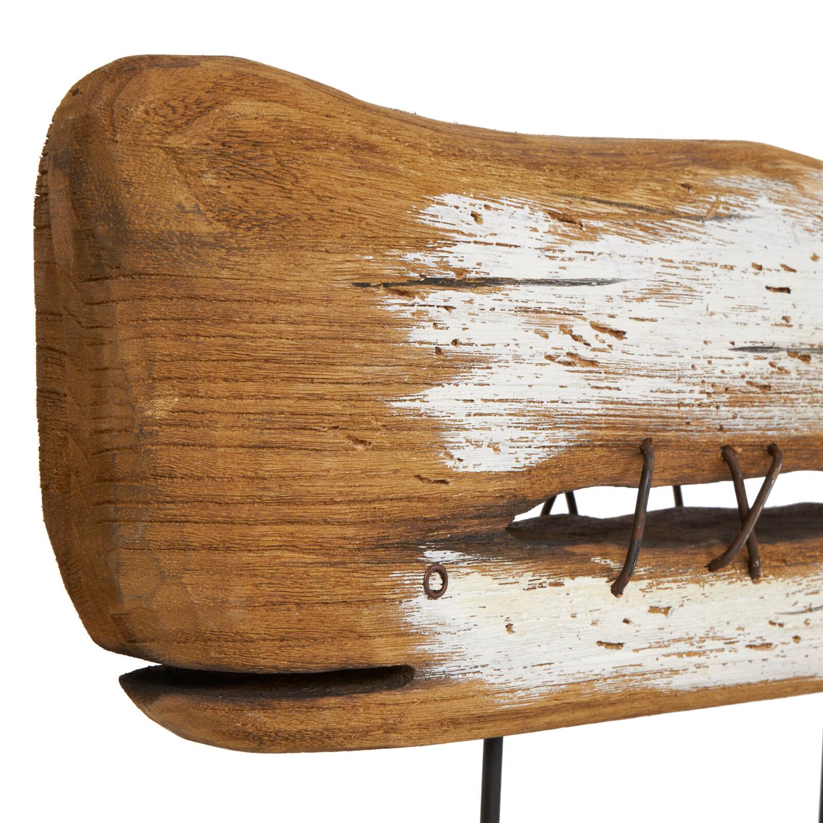 18.5" Brown & White Handmade Whale Sculpture Décor
