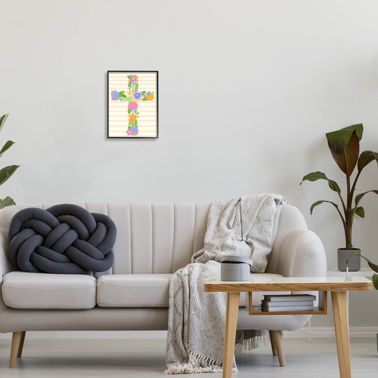 Stupell Industries Floral Cross Religious Symbol Framed Giclee Art