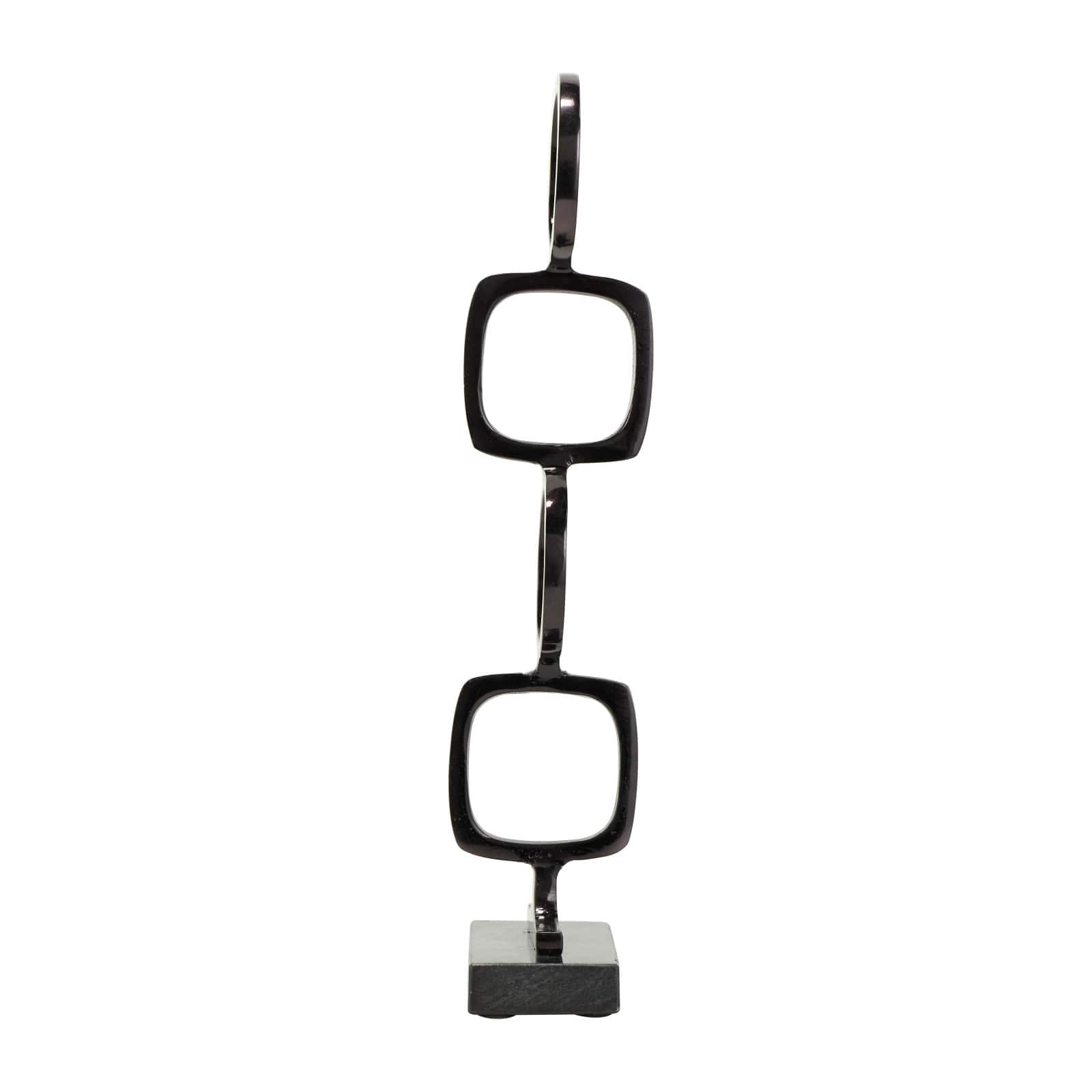 Aluminum Abstract Stacked Geometric Rings Sculpture with Marble Base Set