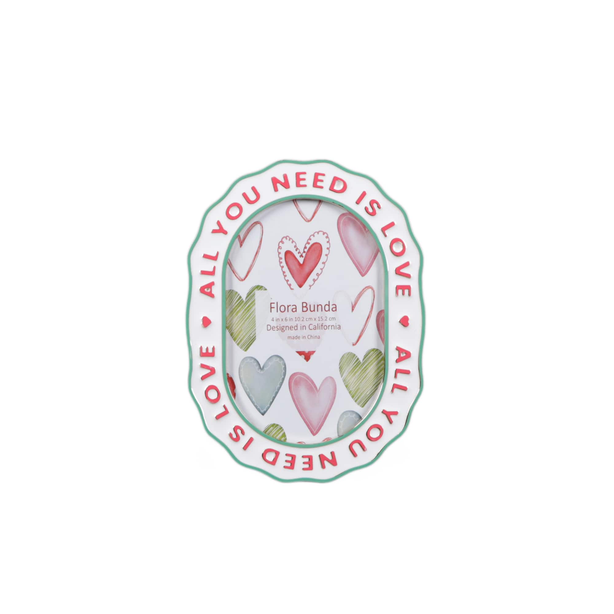 Flora Bunda 4" x 6" ALL YOU NEED IS LOVE Zinc Alloy Picture Frame