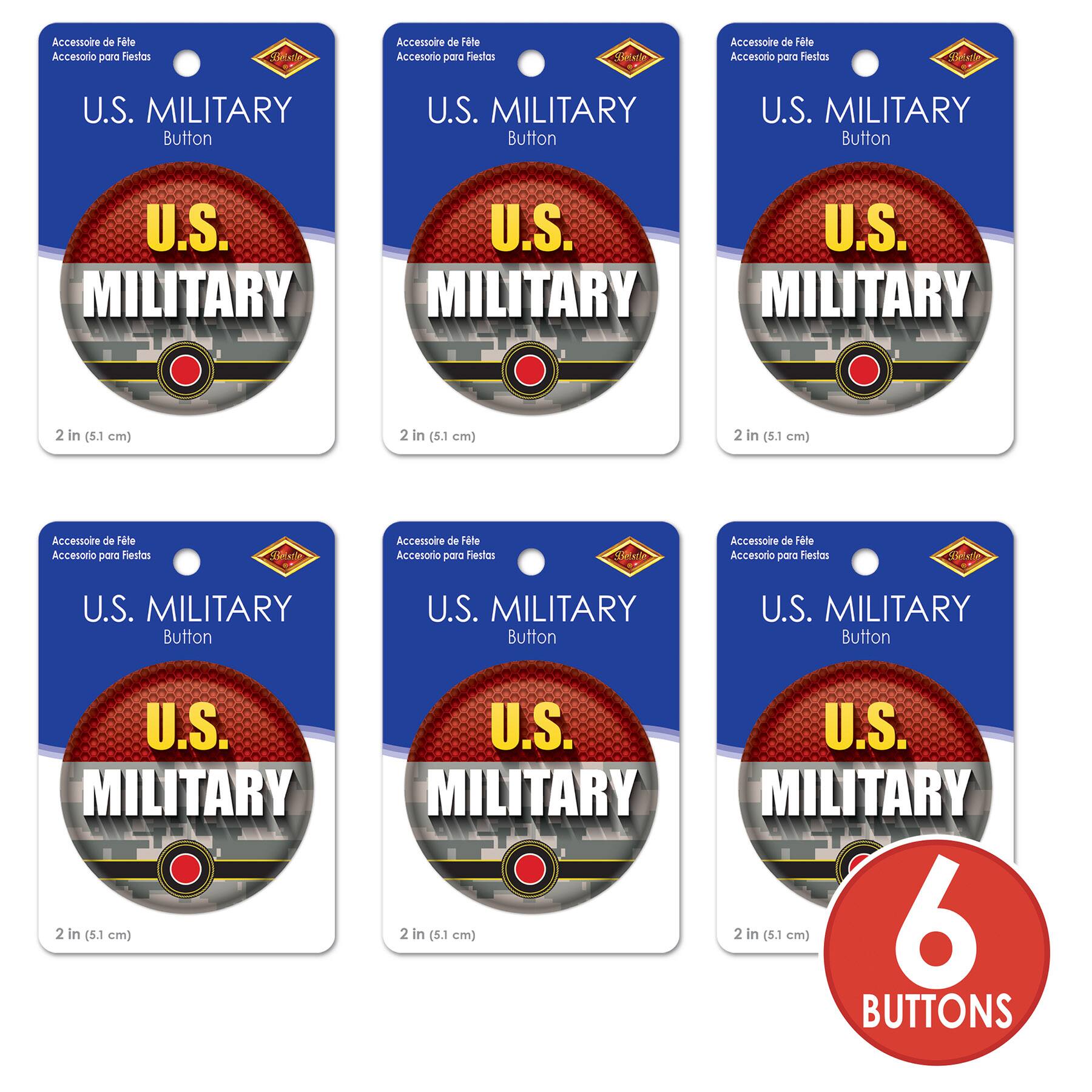 Beistle 2" Red Camouflage U.S. Military Buttons, 6ct.