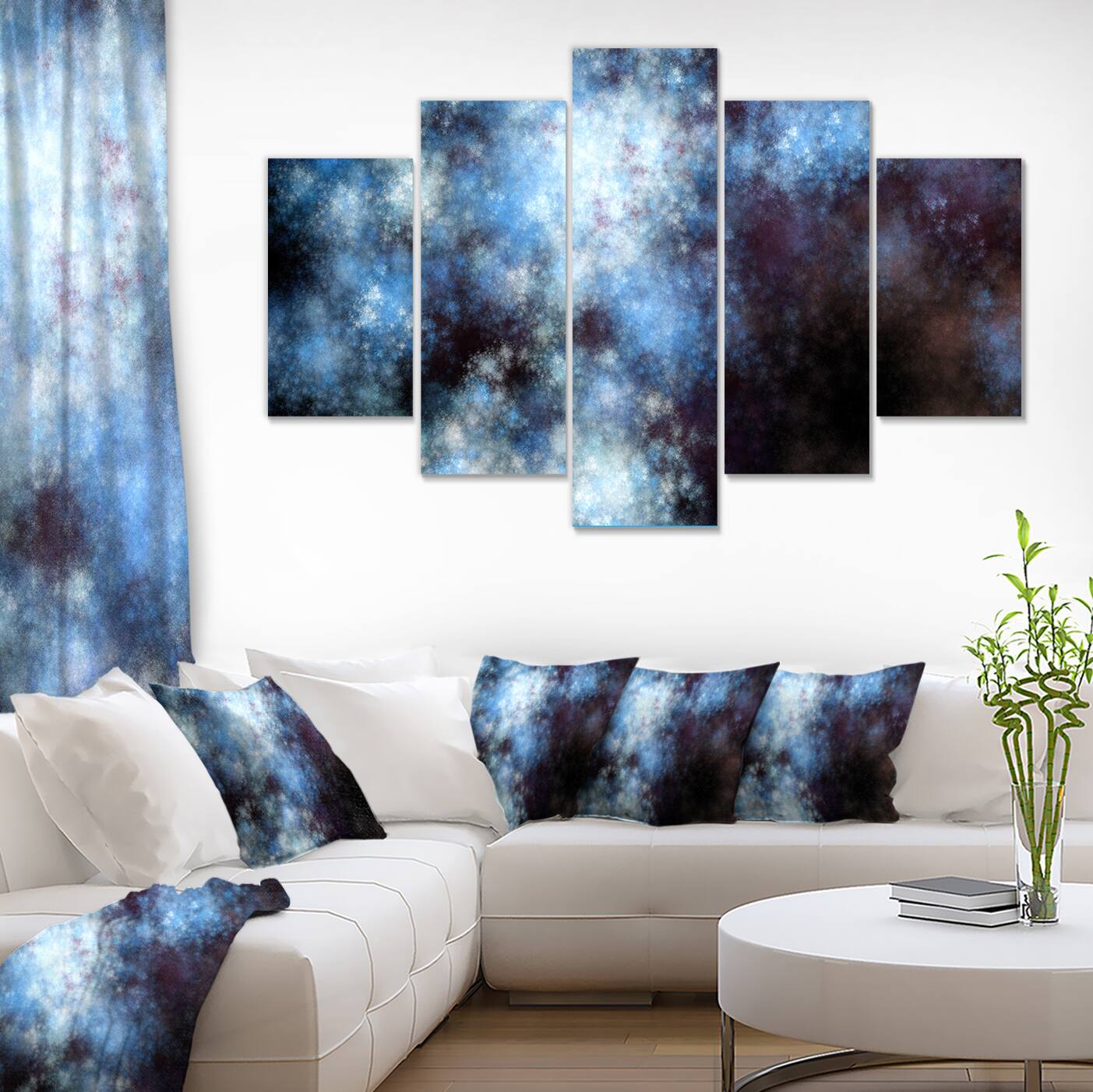 Designart - Blue White Starry Fractal Sky - Contemporary Art on Canvas