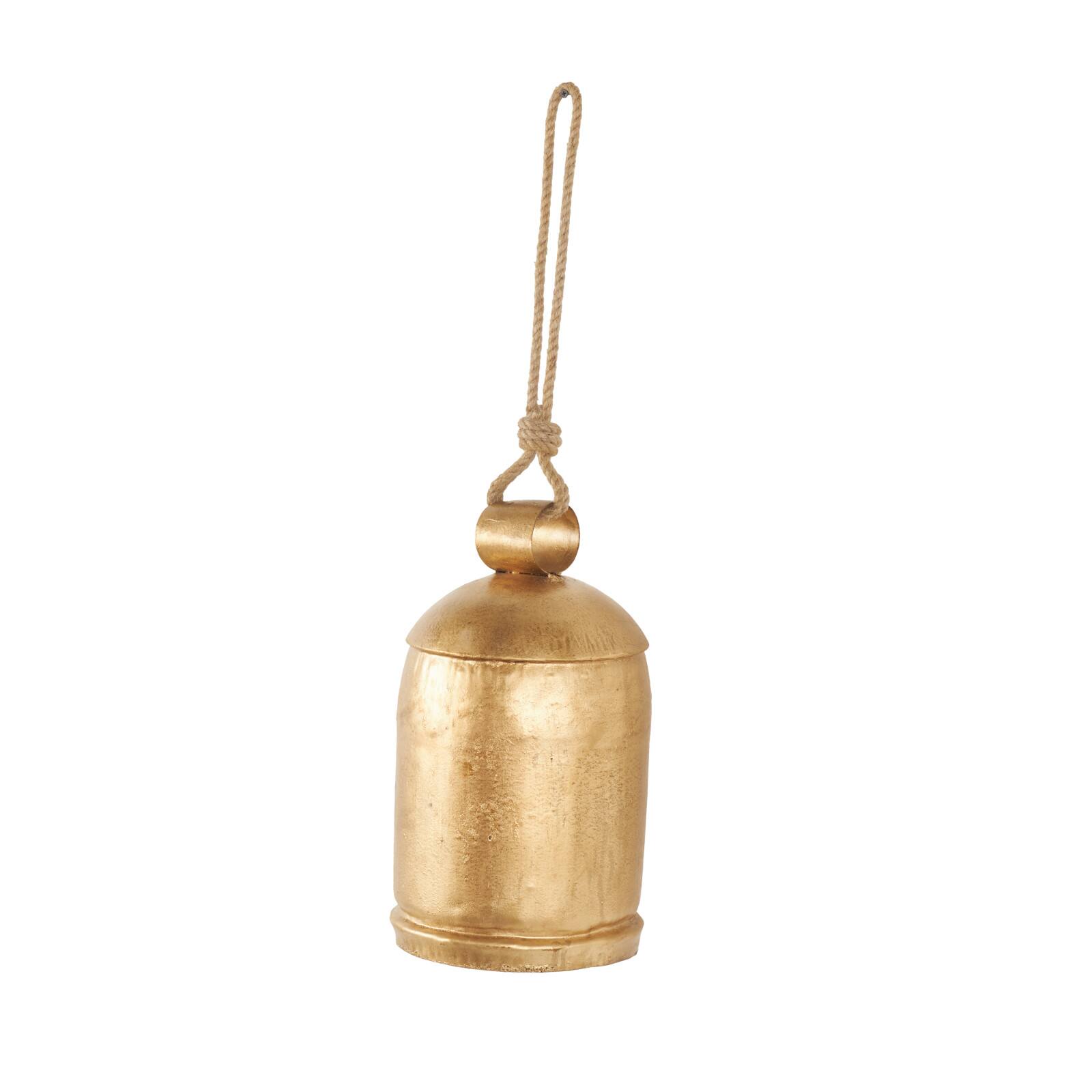 Gold Metal Decorative Bell with Jute Hanging Rope