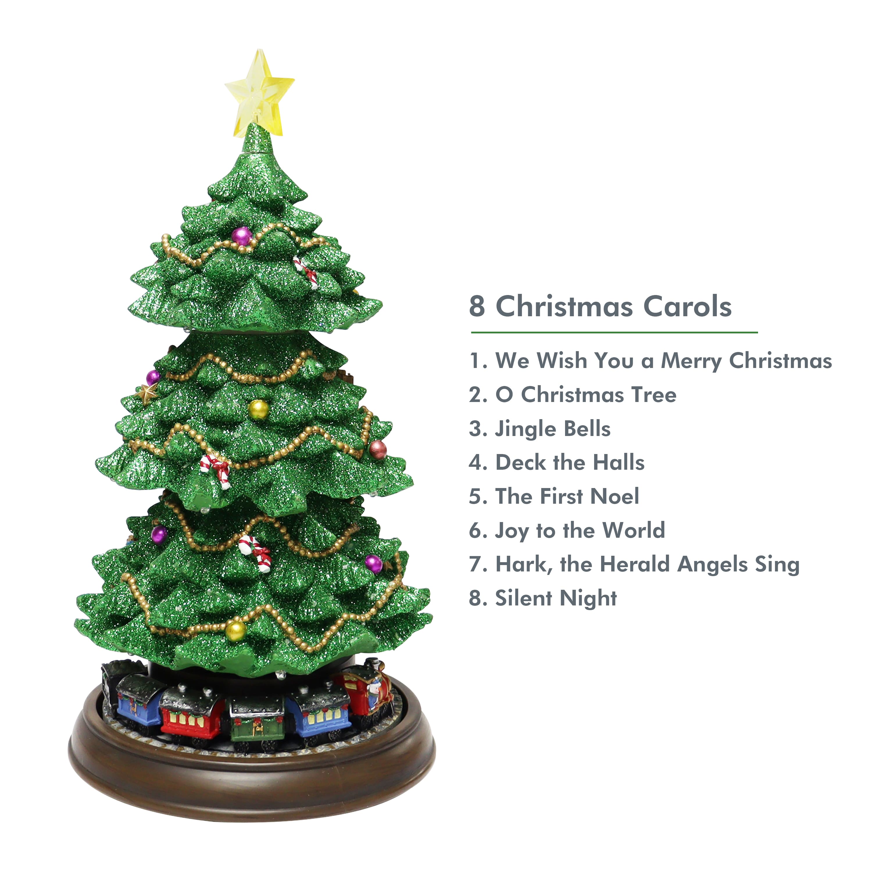 Moments in Time 8.27" Animated & Musical 3-Tiered Christmas Tree Tabletop Décor