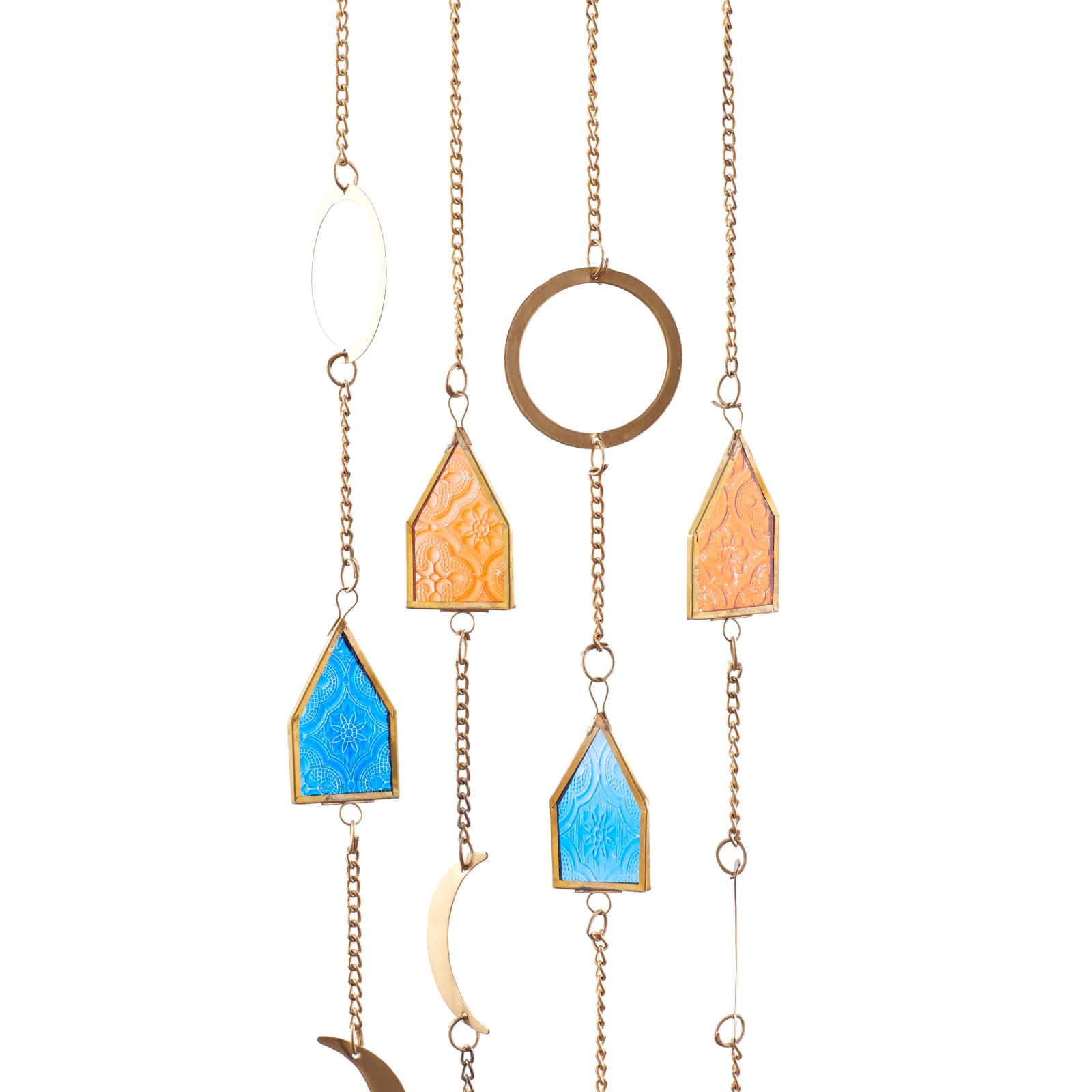 Gold Contemporary Moon and Sun Windchime, 8" x 2" x 42"