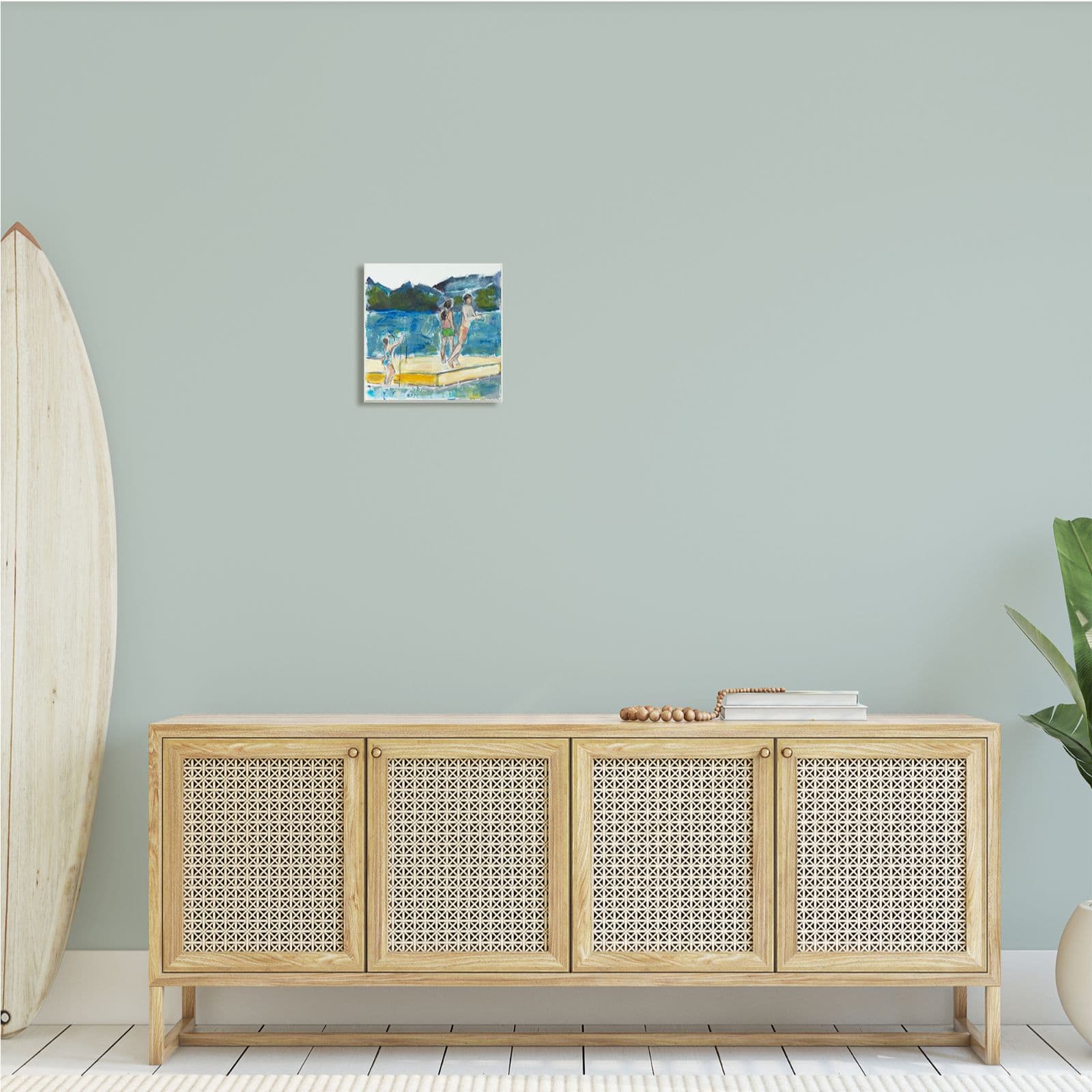 Stupell Industries Kids on Swimming Dock Abstract Contemporary Lake Scene,12" x 12"