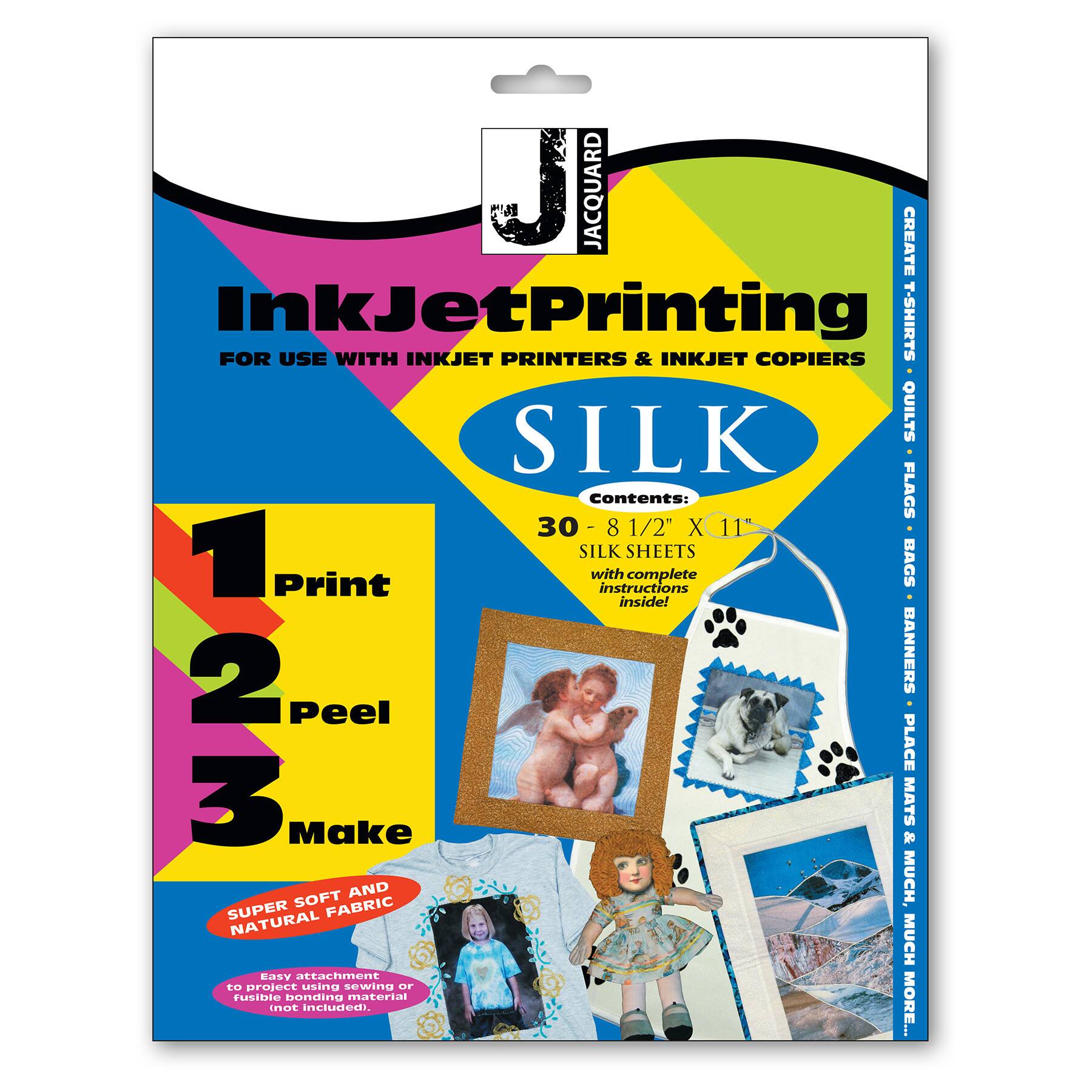 Jacquard 8.5" x 11" White Silk Inkjet Printable Fabric Sheets