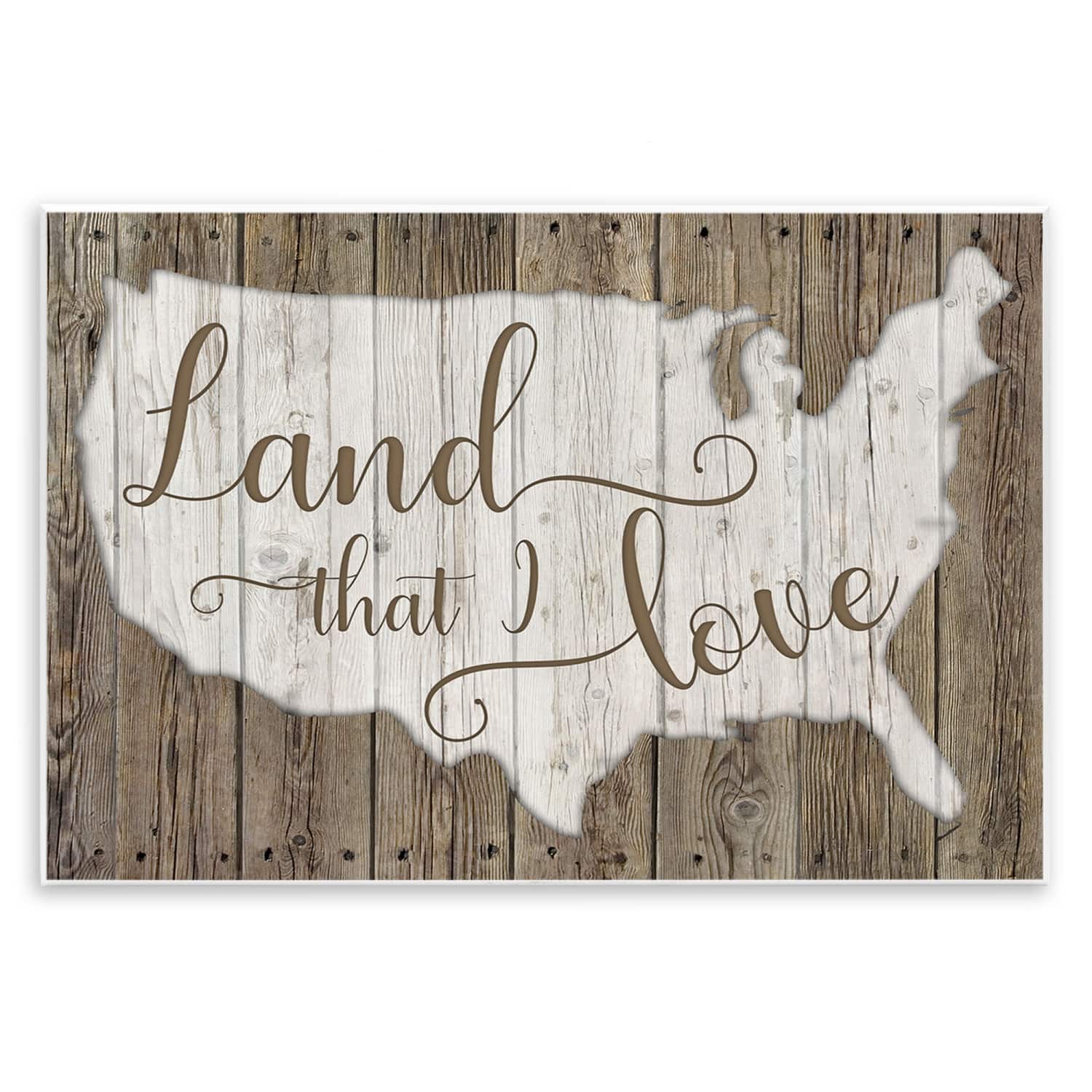 Stupell Industries Land I Love United States Map Rustic Background Wall Plaque Art