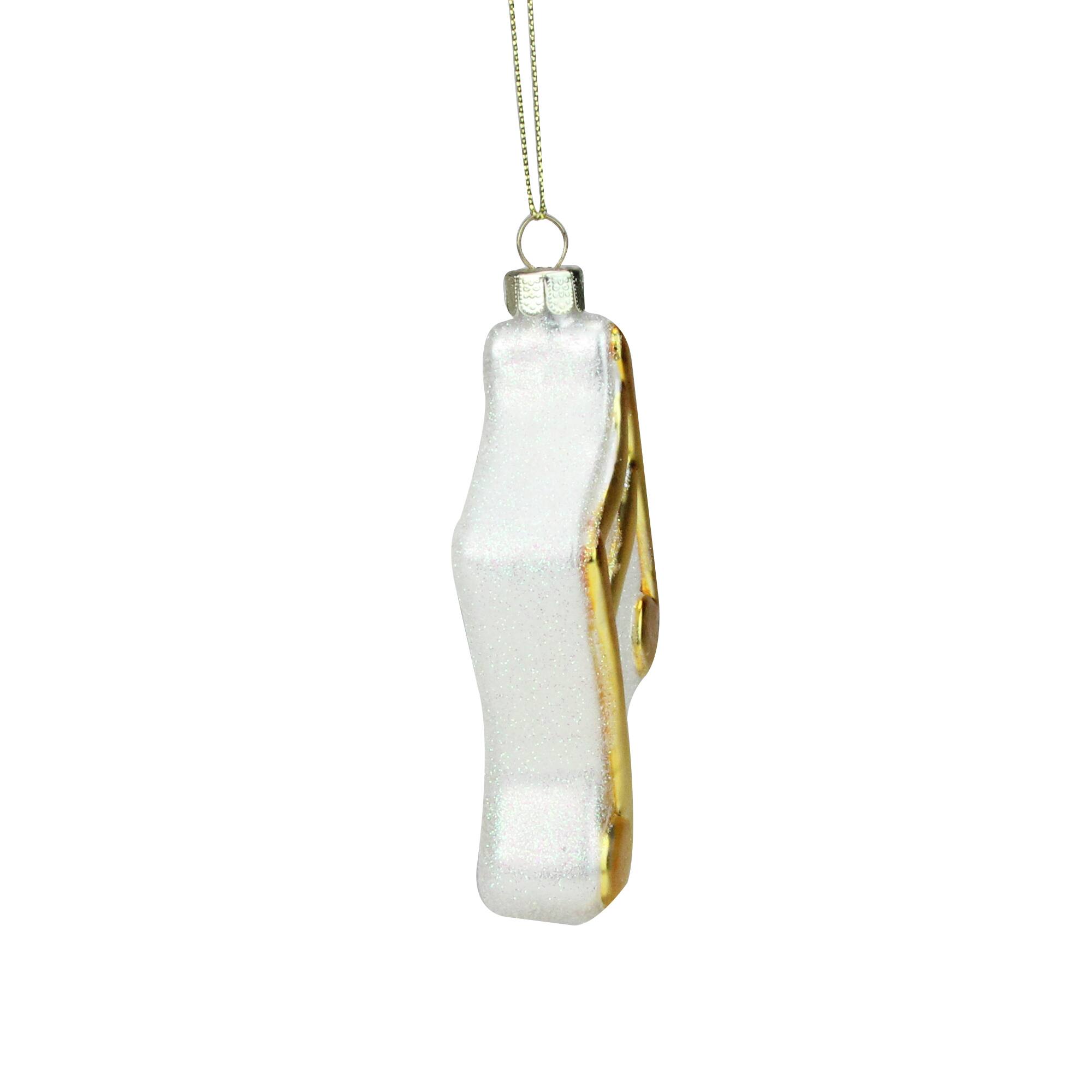 Gold & White Eighth Note Music Symbol Glass Ornament