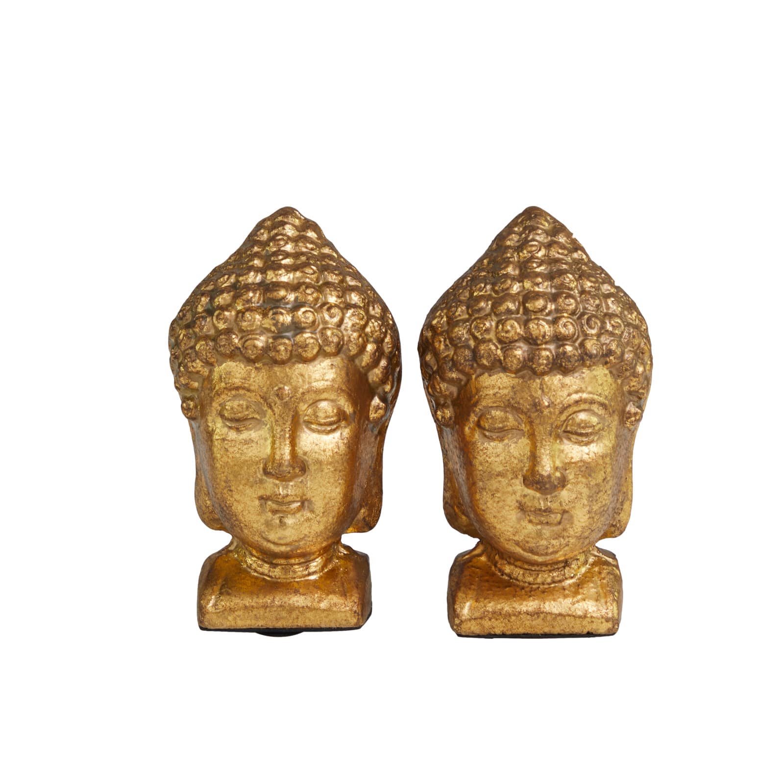 6" Gold Metal Buddha Bookends Set