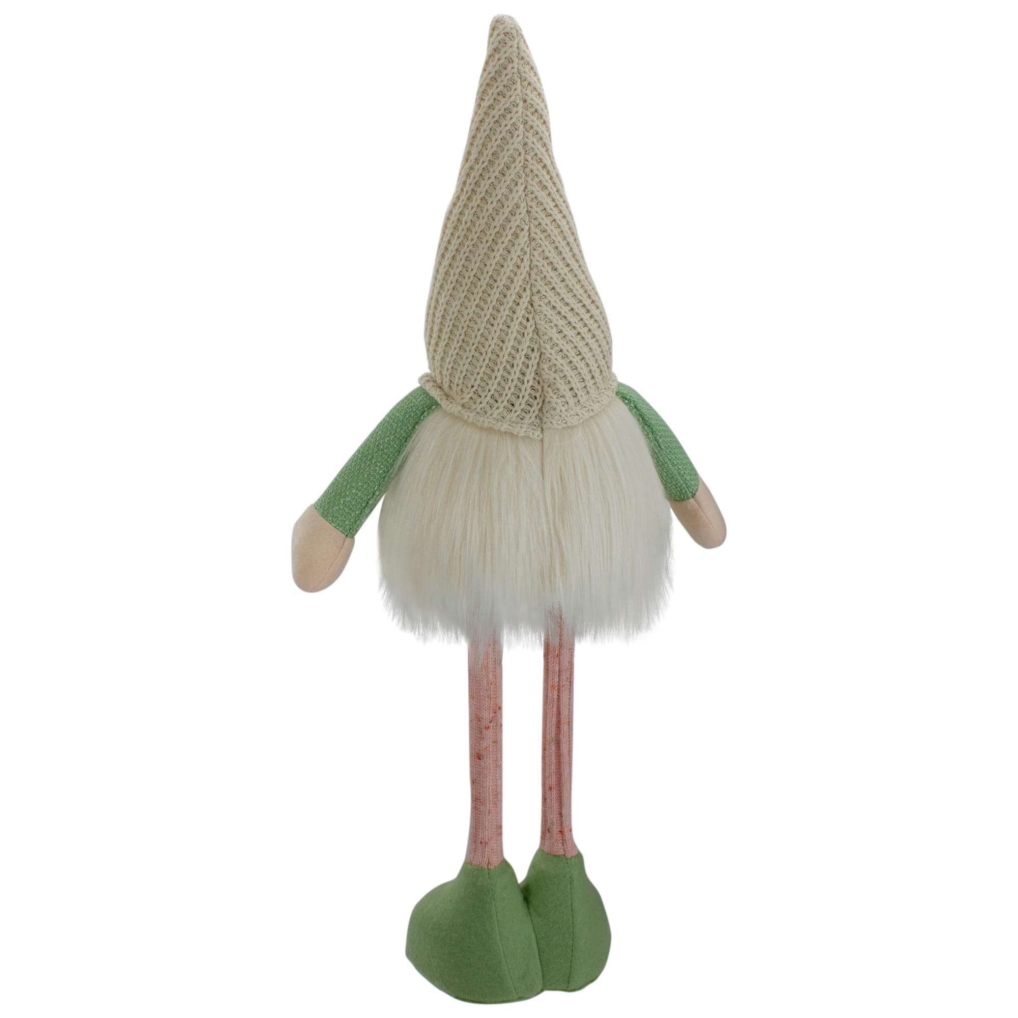 22" Lighted Green & Cream Standing Gnome with Knitted Hat Figure