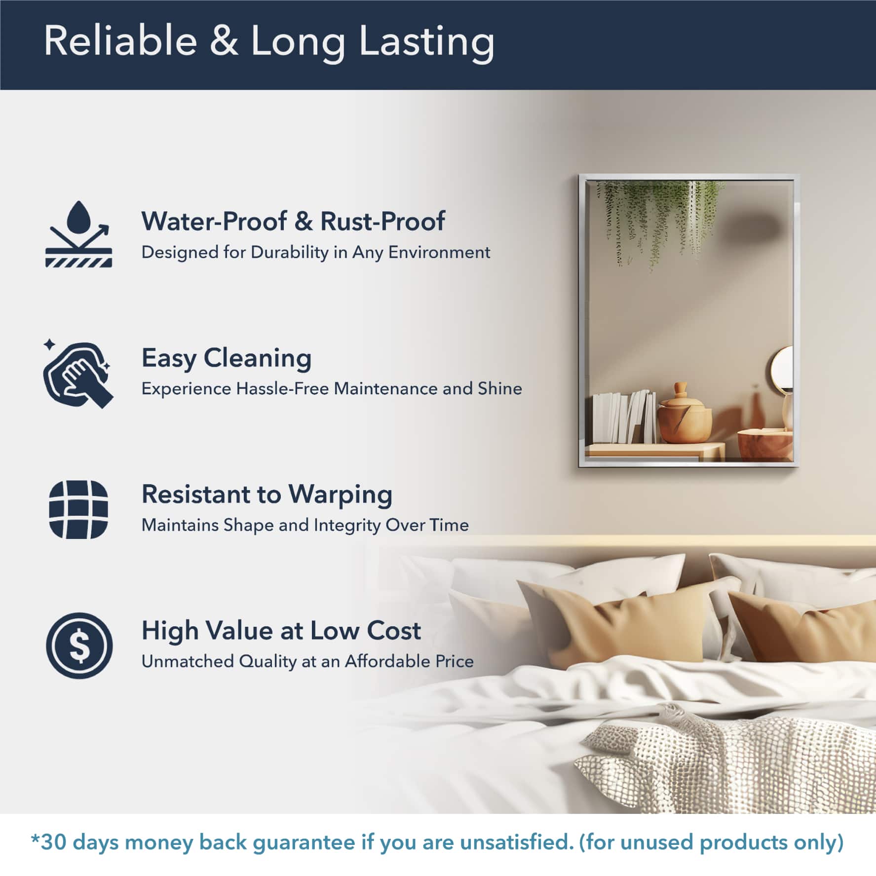 Head West Chrome Stainless Steel Beveled Wall Mirror