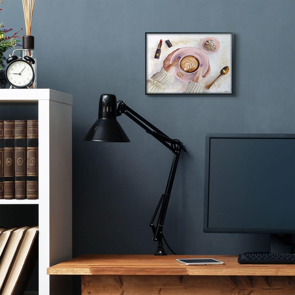 Stupell Industries Women's Glam Fashion Coffee Latte Art Designer Brand Framed Wall Art