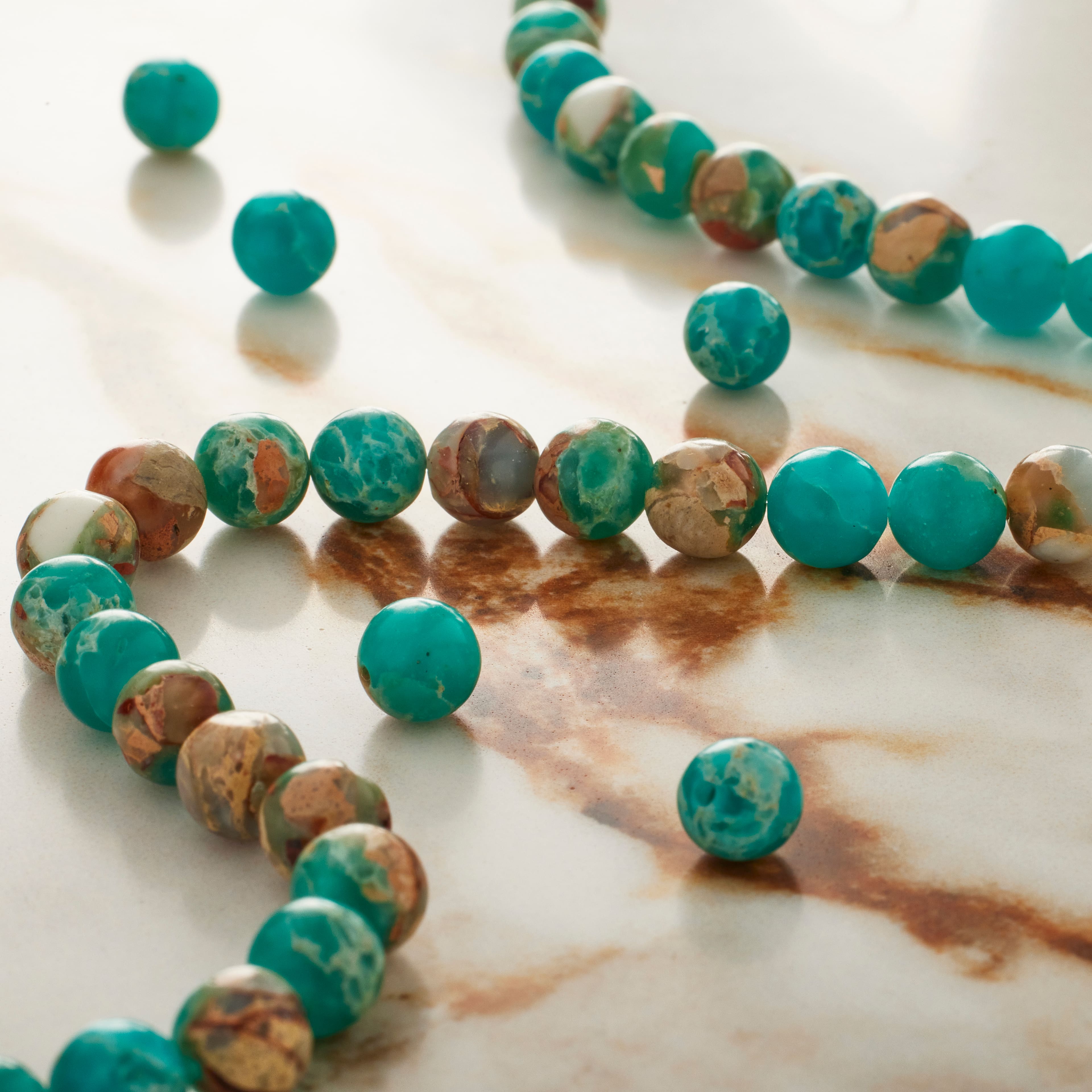 12 Pack: Aqua Serpentinite Jasper Round Beads by Bead Landing™