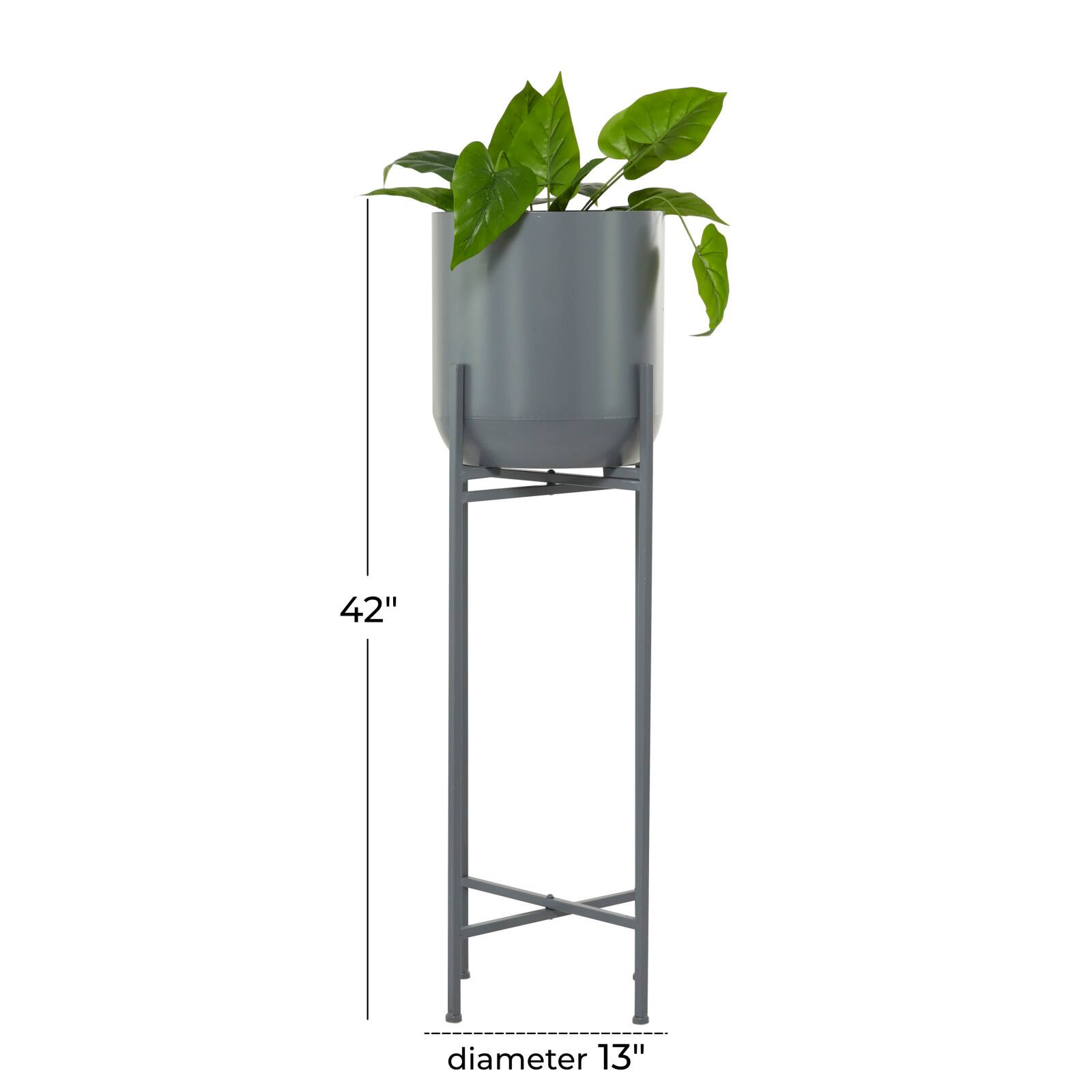 Grey Modern Planter, 13" x 13" x 42"