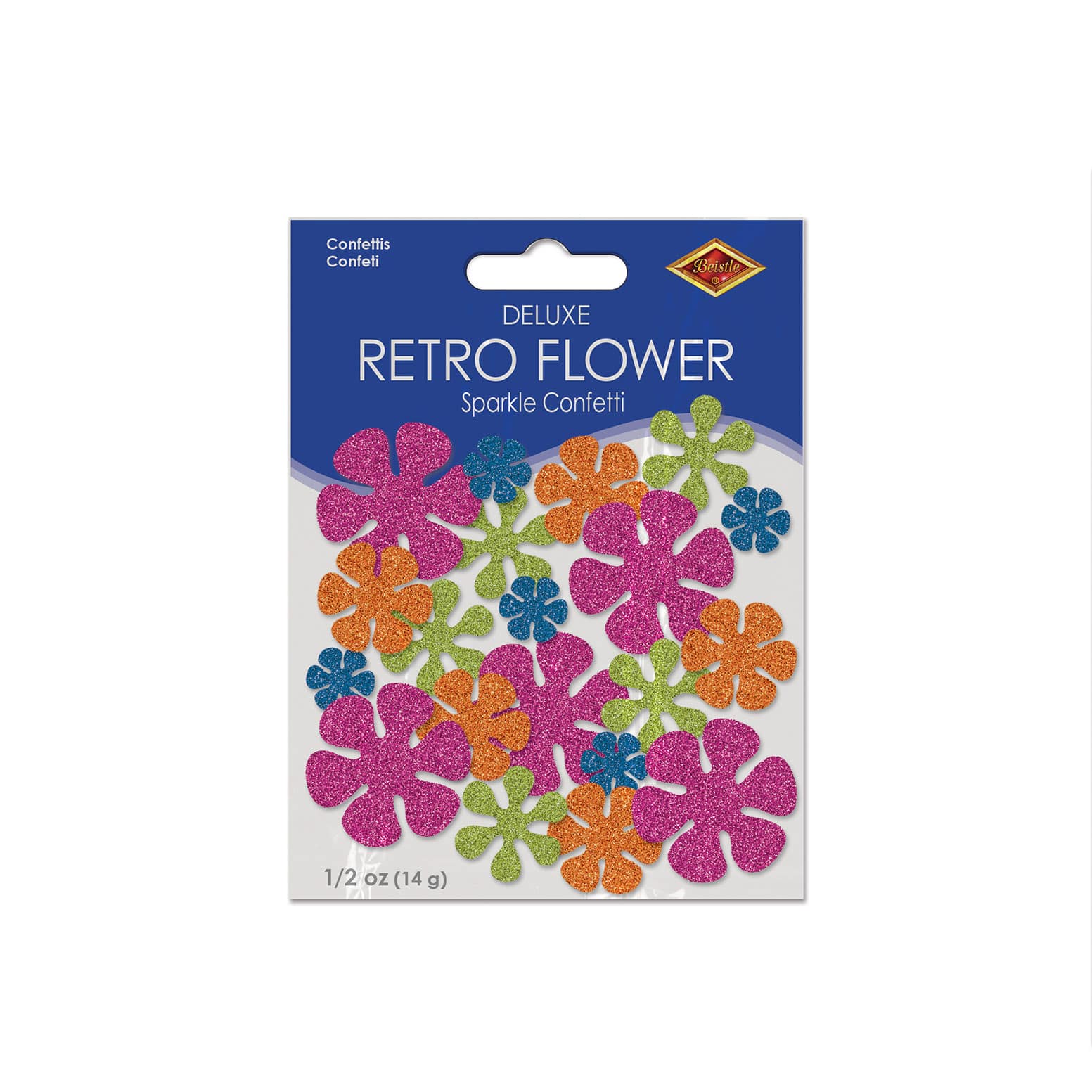 Beistle 1/2 oz. Retro Flower Deluxe Sparkle Confetti Packs, 2ct.
