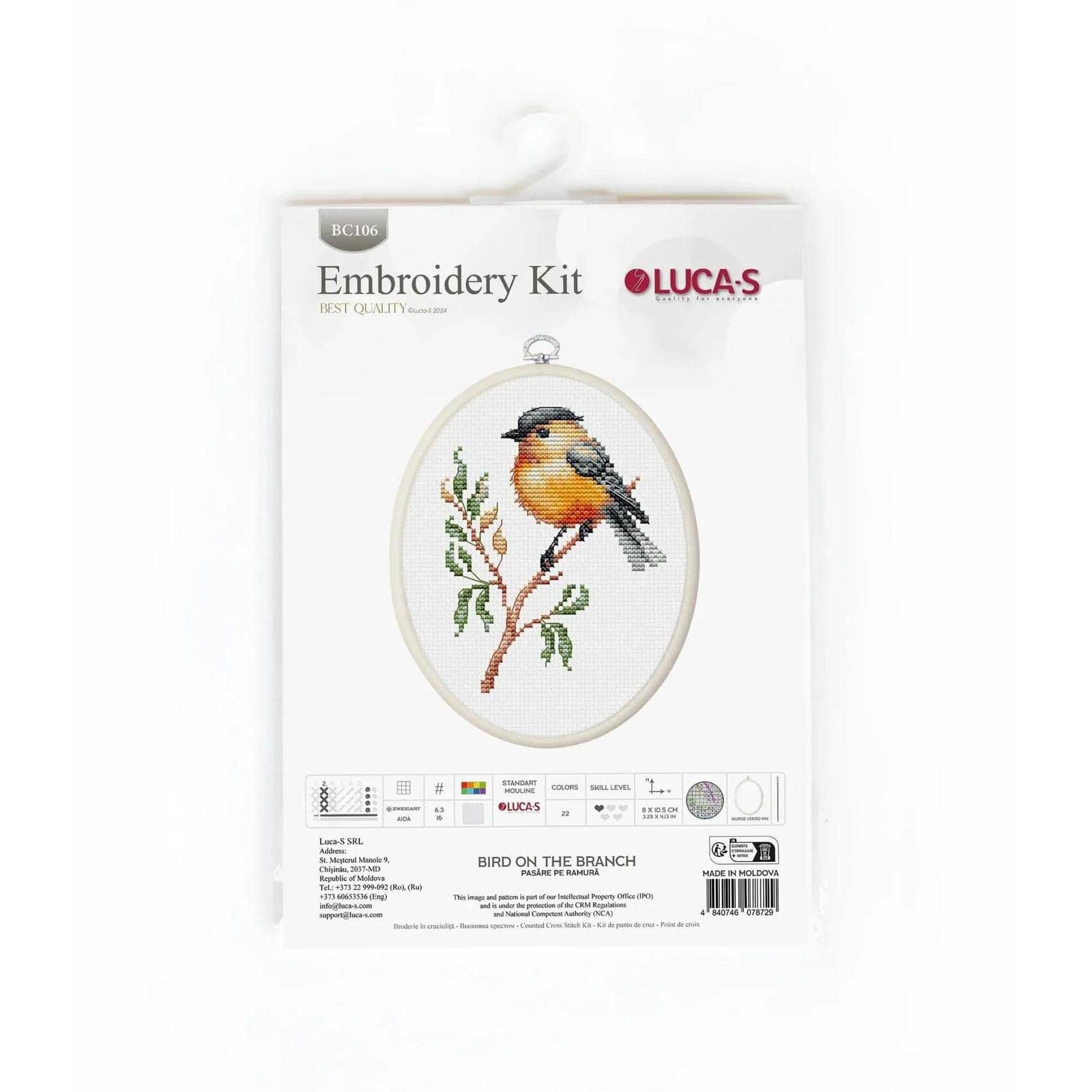 Luca-S Bird on the Branch Counted Cross Stitch Kit
