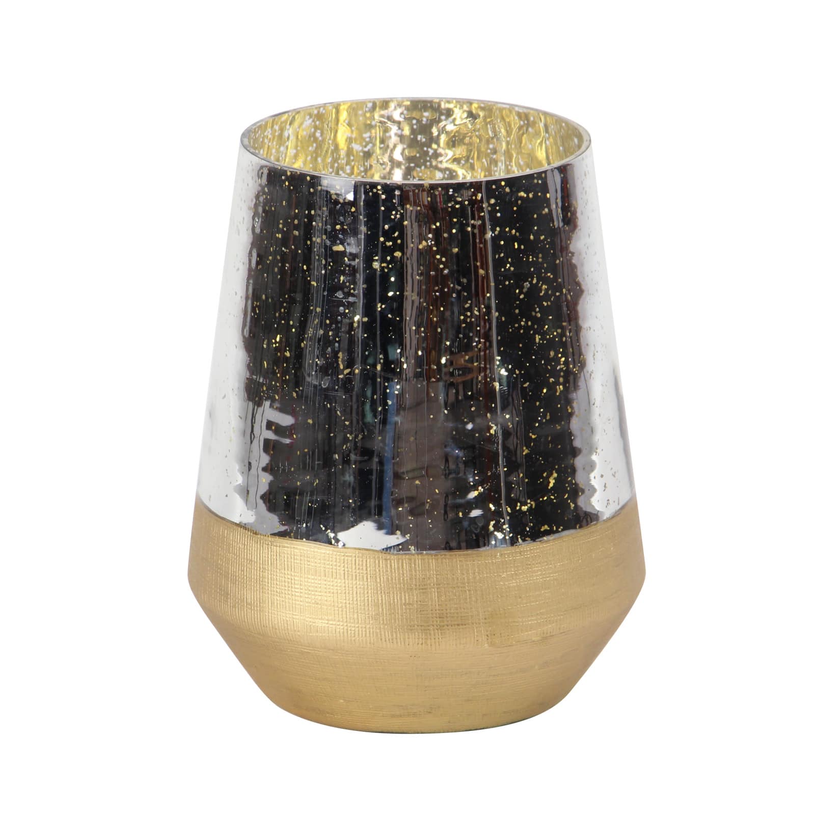 9" Gold Glass Modern Candlestick Holder