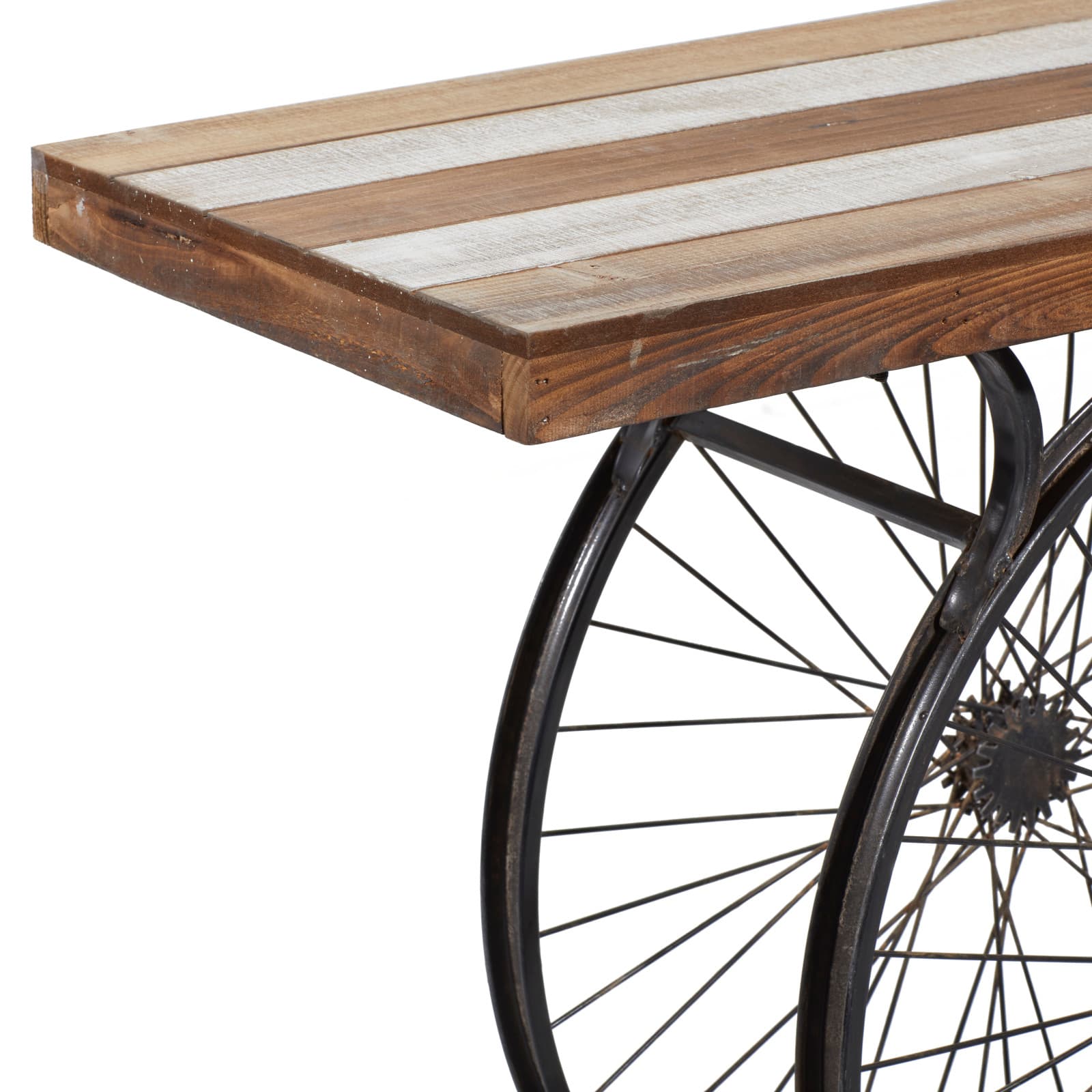Brown Industrial Wood Console Table, 12" x 39"