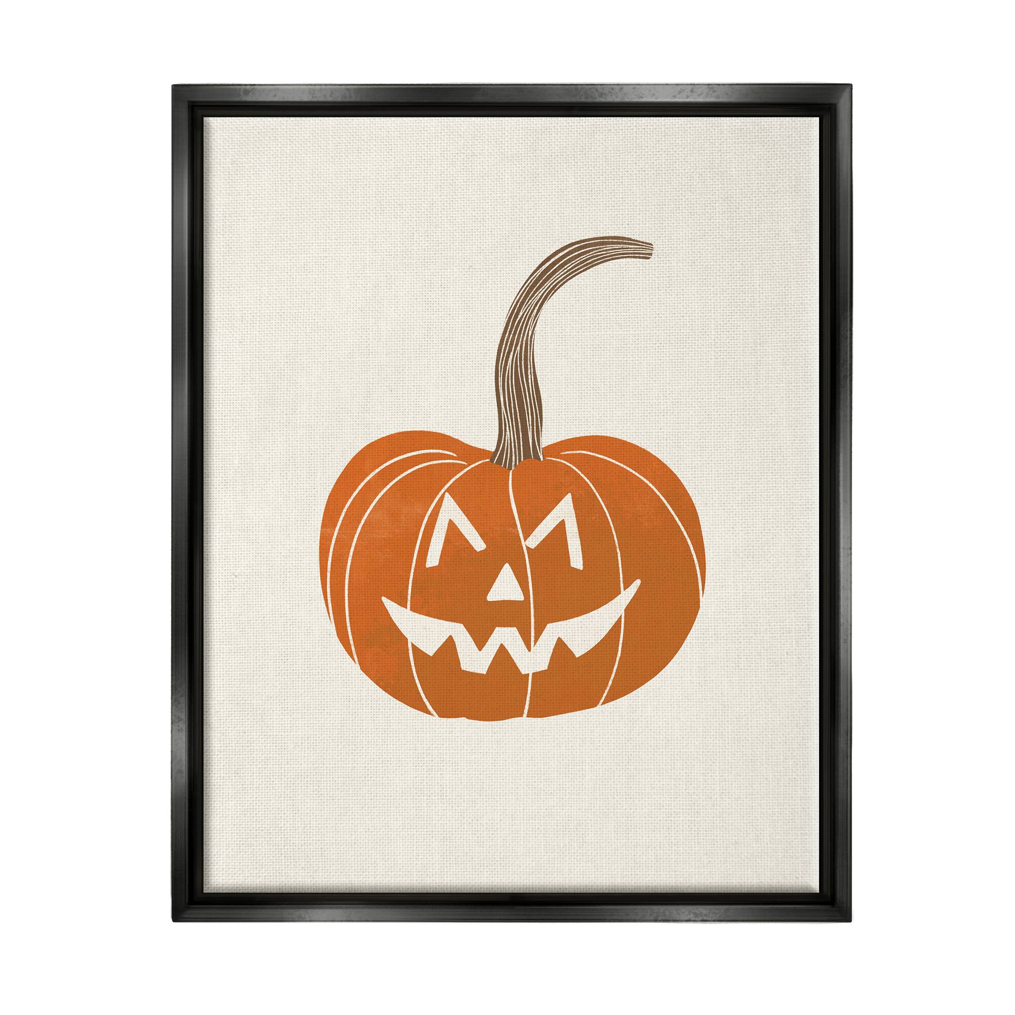 Stupell Industries Happy Jack-o-Lantern Smile Framed Floater Canvas Wall Art