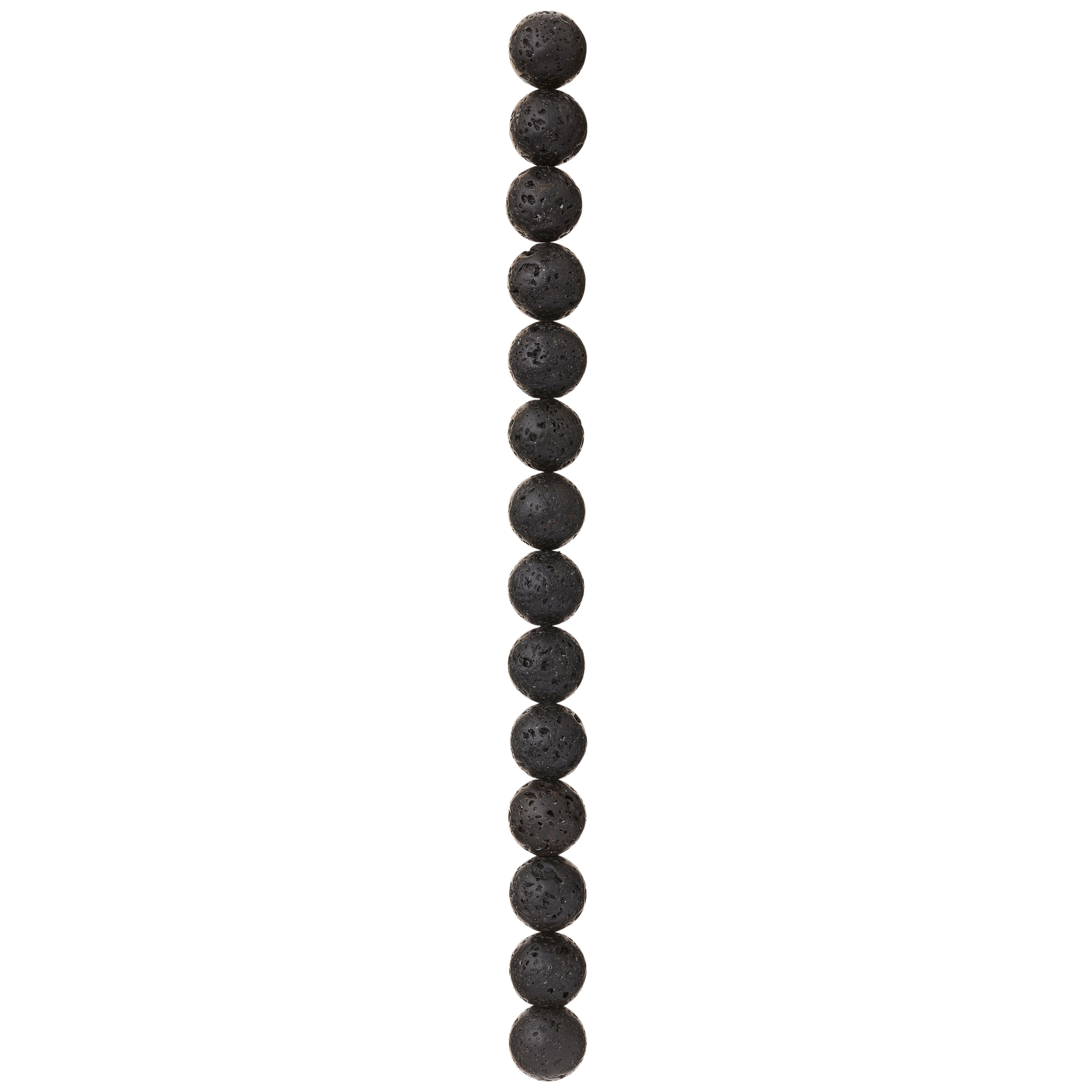 9 Pack: Black Natural Lava Round Beads, 12mm by Bead Landing™