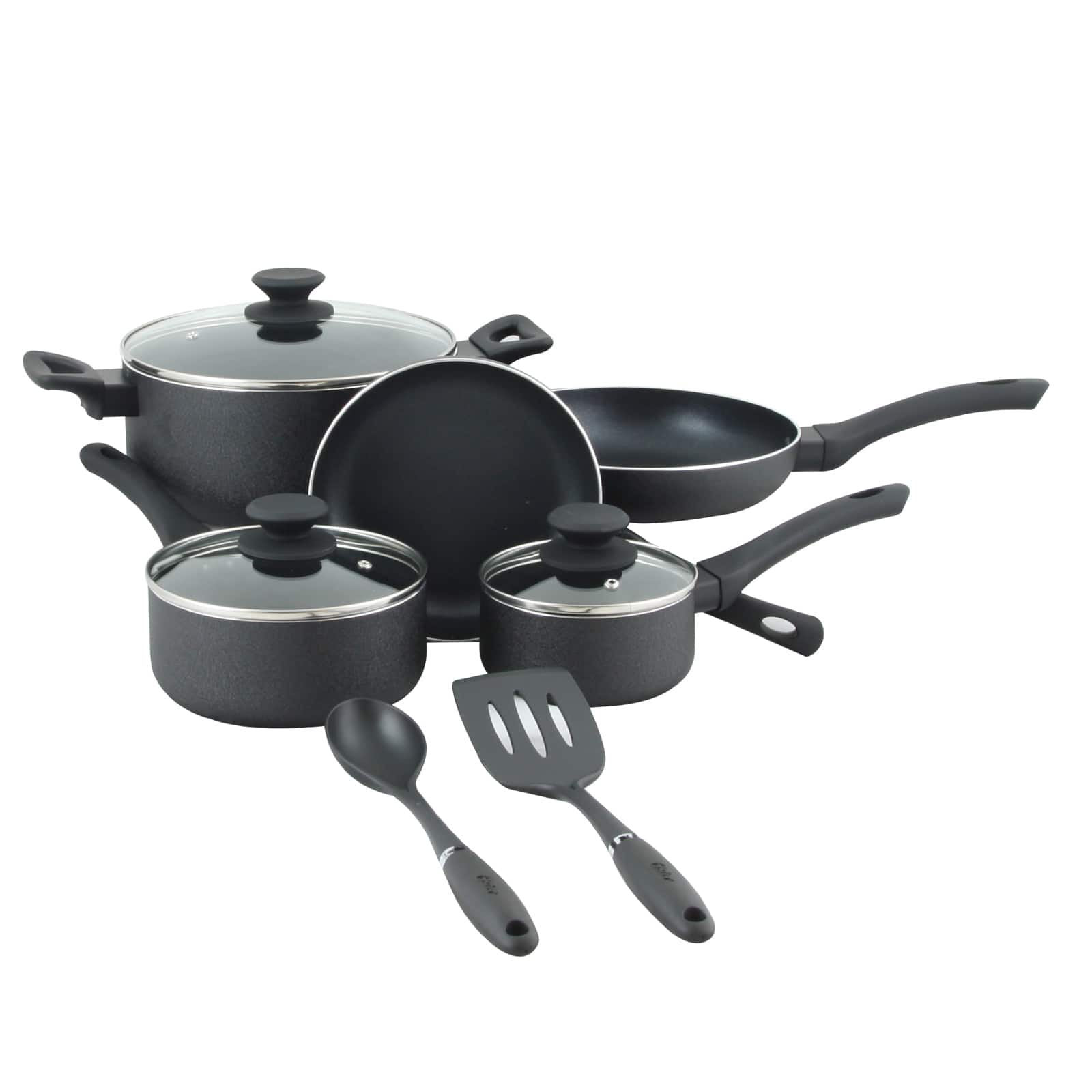 Oster Ashford 10-Piece Black Aluminum Nonstick Cookware Set