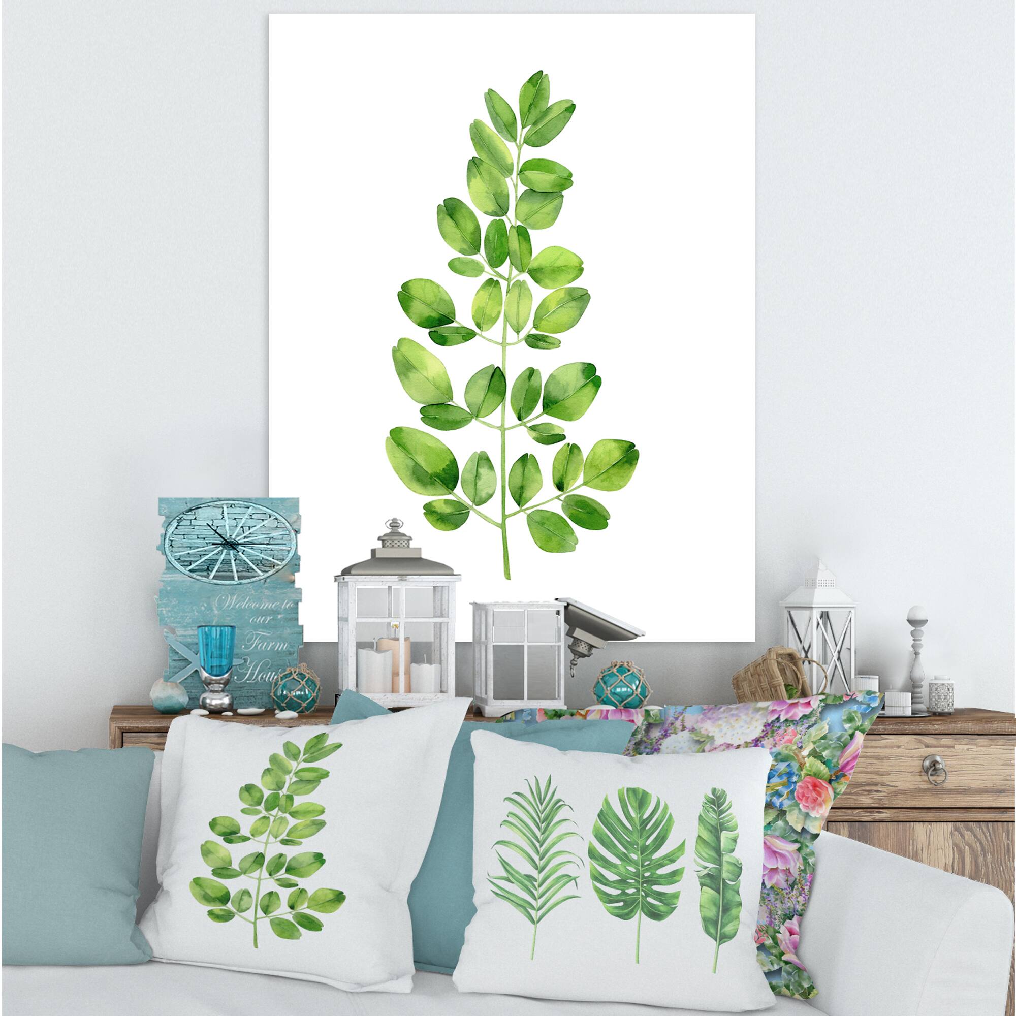 Designart - Moringa Branch Tropical Tree Foliage - Farmhouse Canvas Wall Art Print