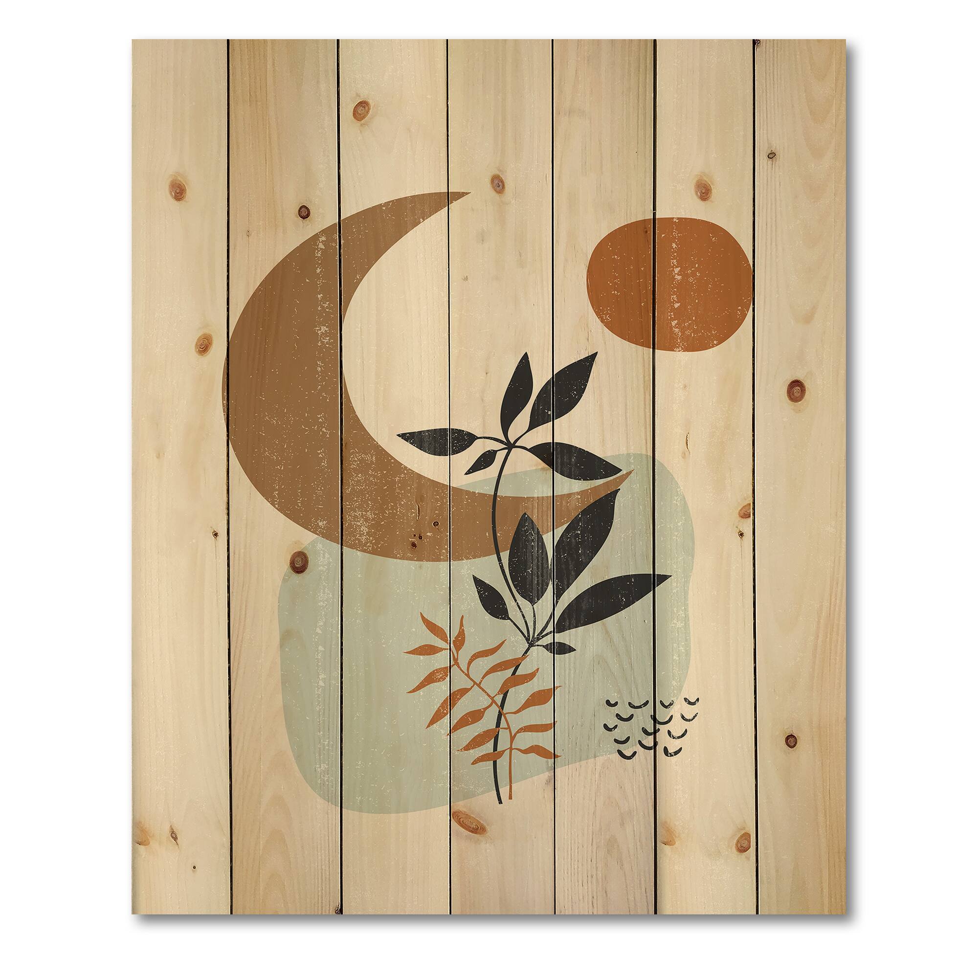 Designart - Abstract Sun & Moon With Minimal Plants