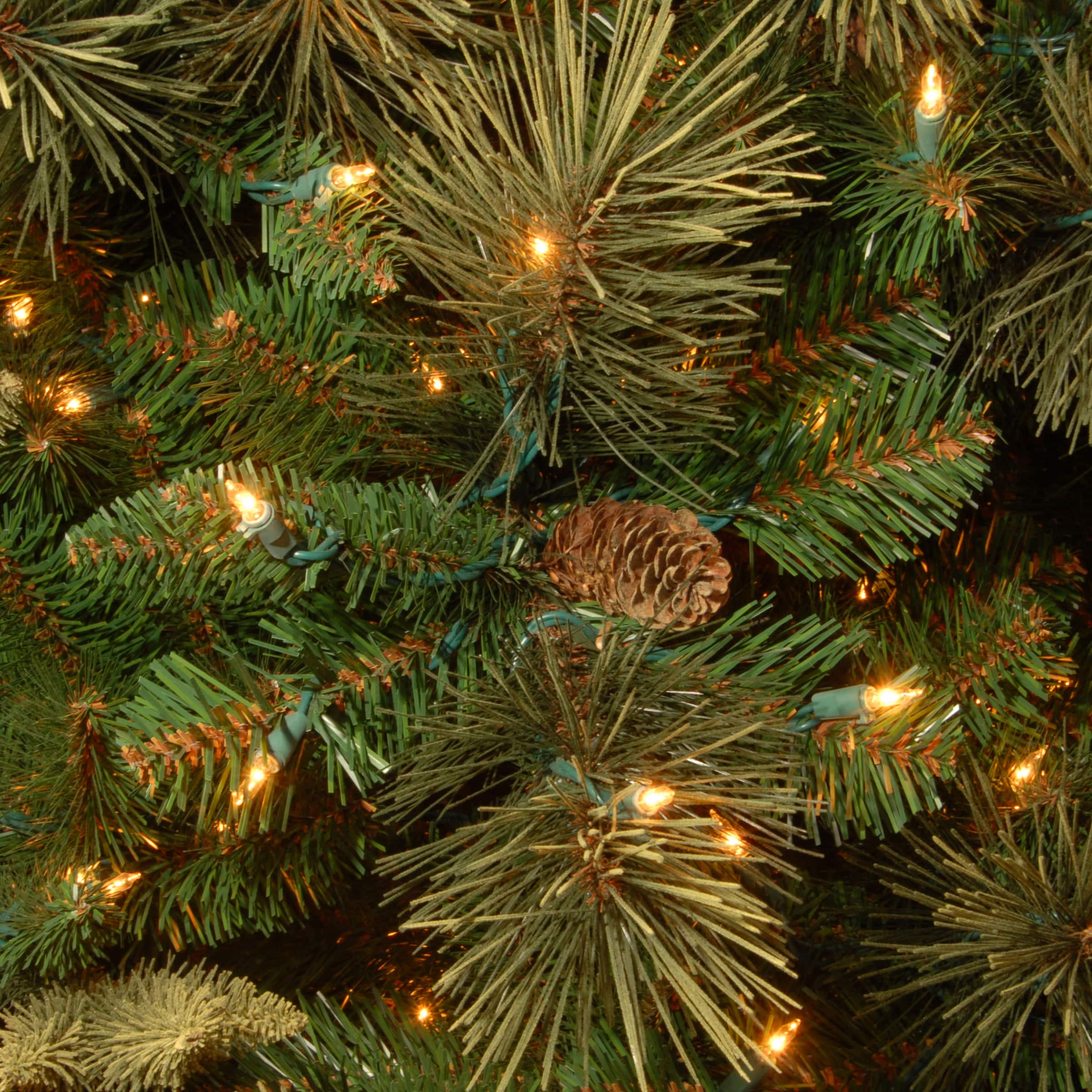 7.5 ft. Pre-Lit Carolina Pine Slim Artificial Christmas Tree with Flocked Pine Cones, Clear Lights