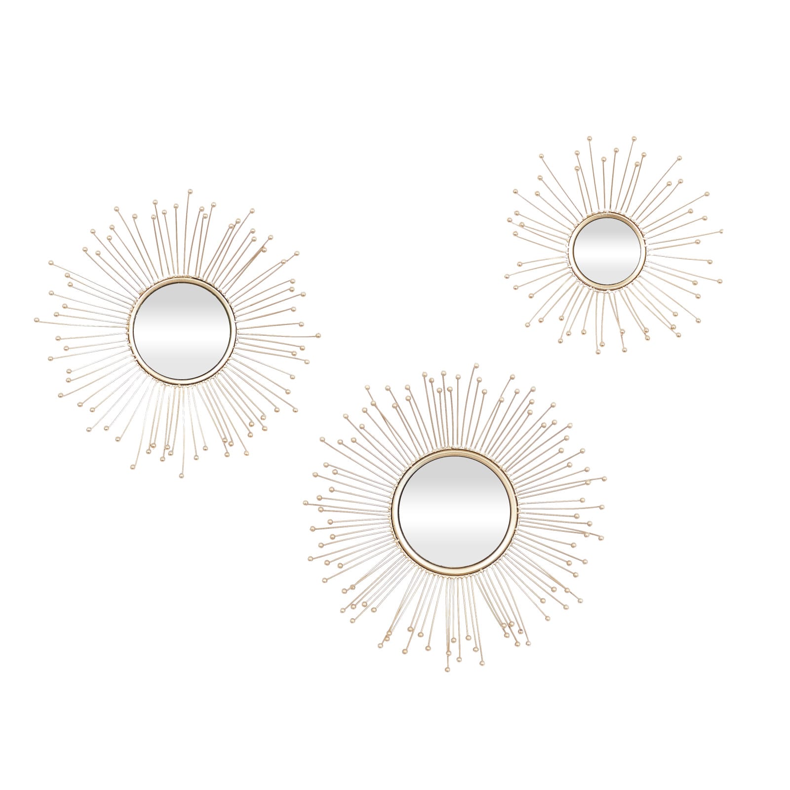 Gold Metal Glam Wall Mirror Set