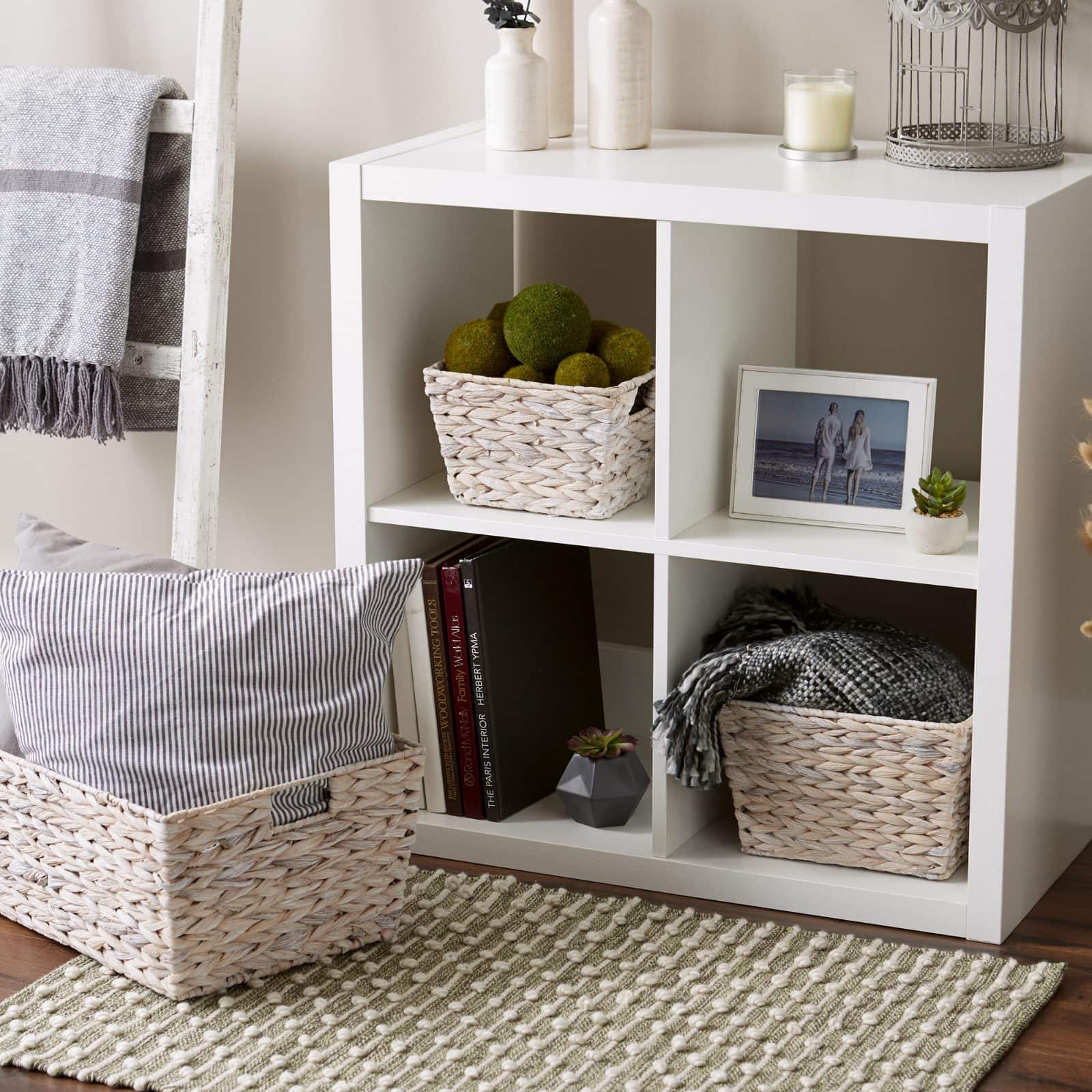 DII® White Wash Hyacinth Basket Set