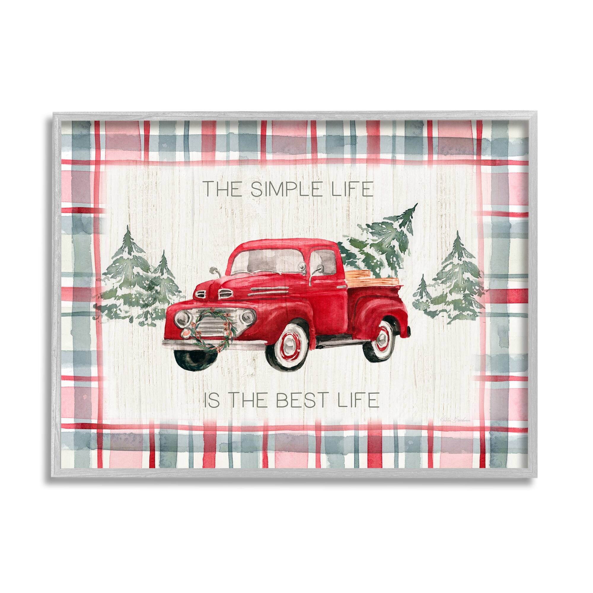 Stupell Industries Simple Life Is Best Plaid Truck Framed Giclee Art