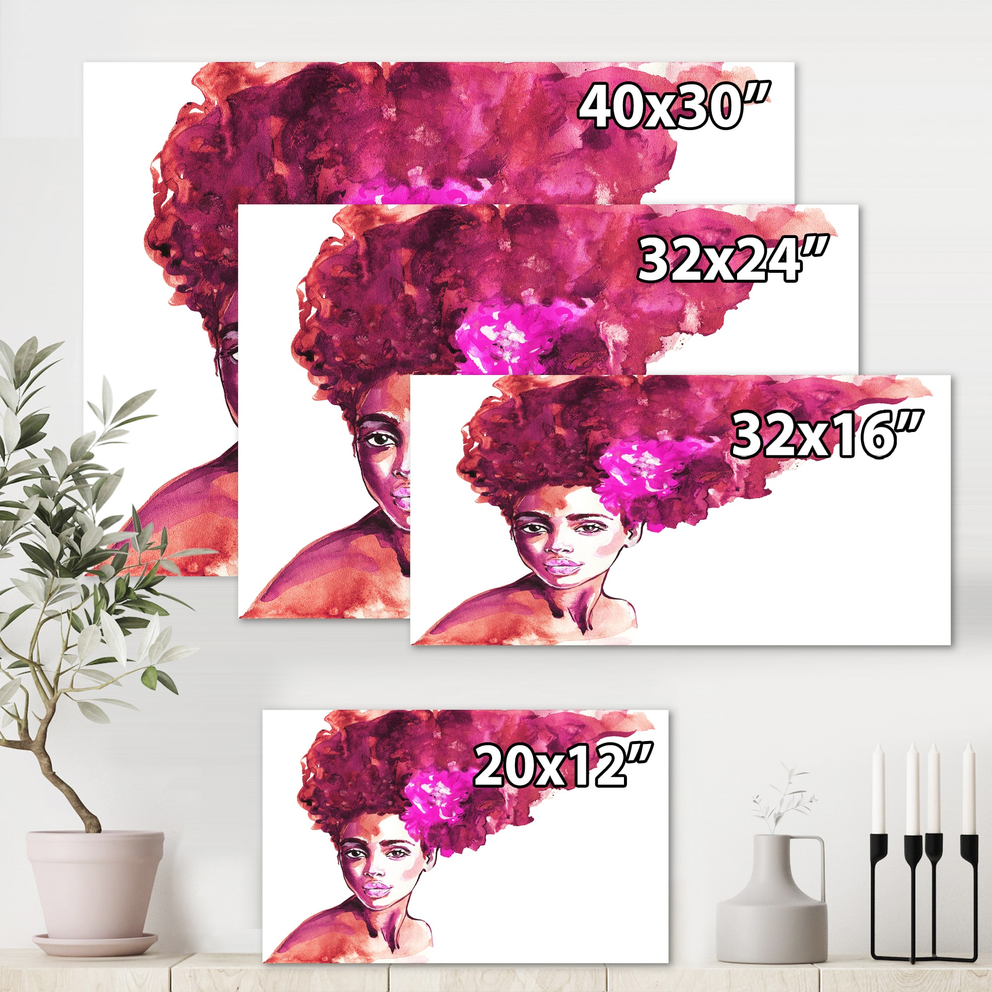 Designart - Portrait of African American Woman VI - Modern Canvas Wall Art Print