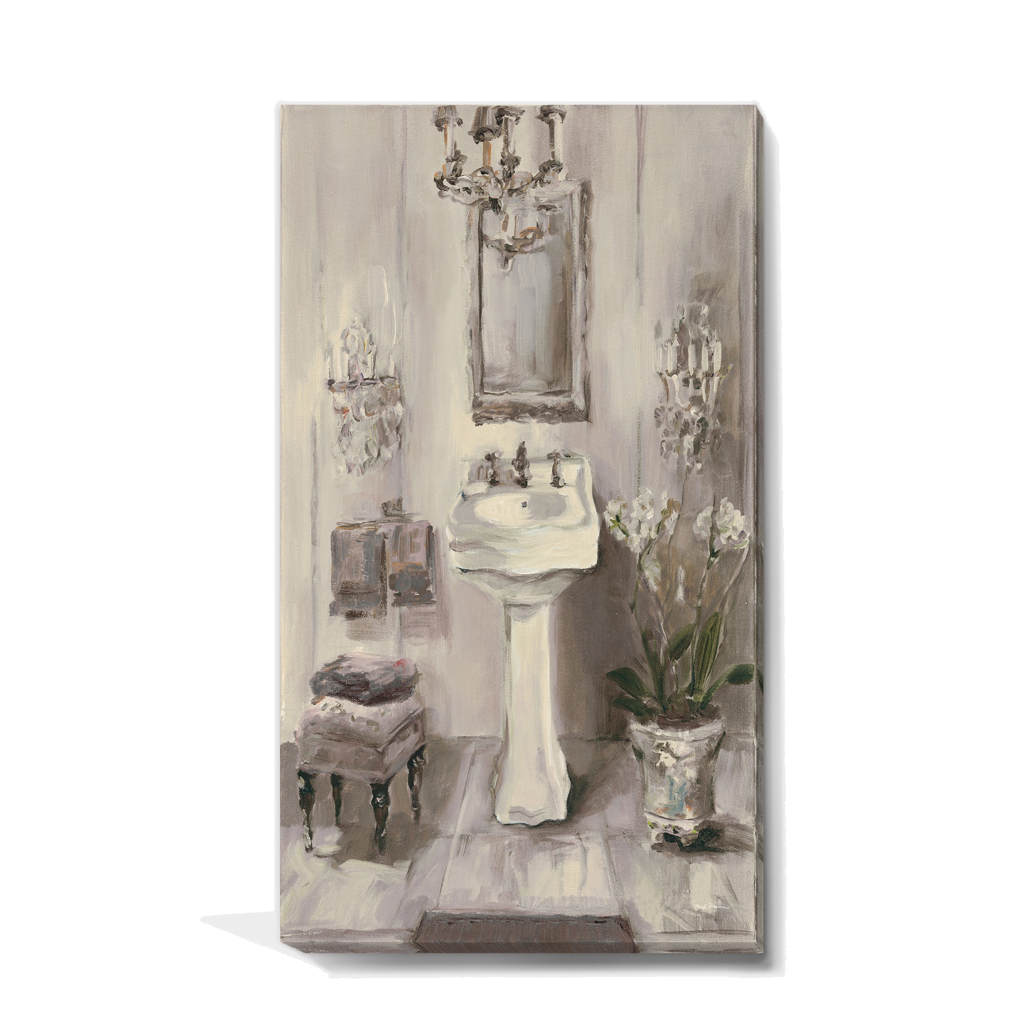Designart - French Bathroom Vintage II - Traditional Bathroom Gallery-wrapped Canvas