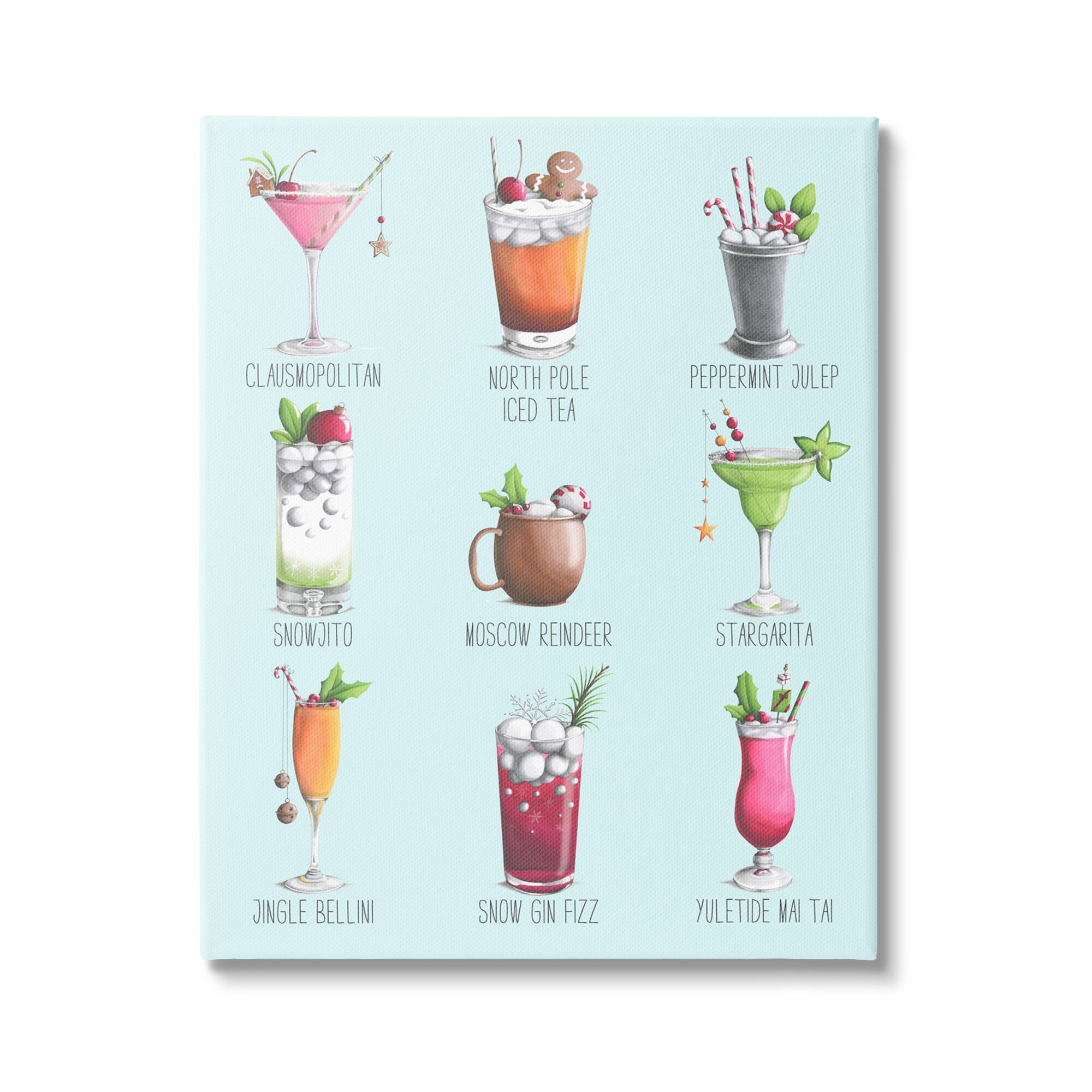 Stupell Industries Christmas Cocktails Seasonal Menu Canvas Wall Art