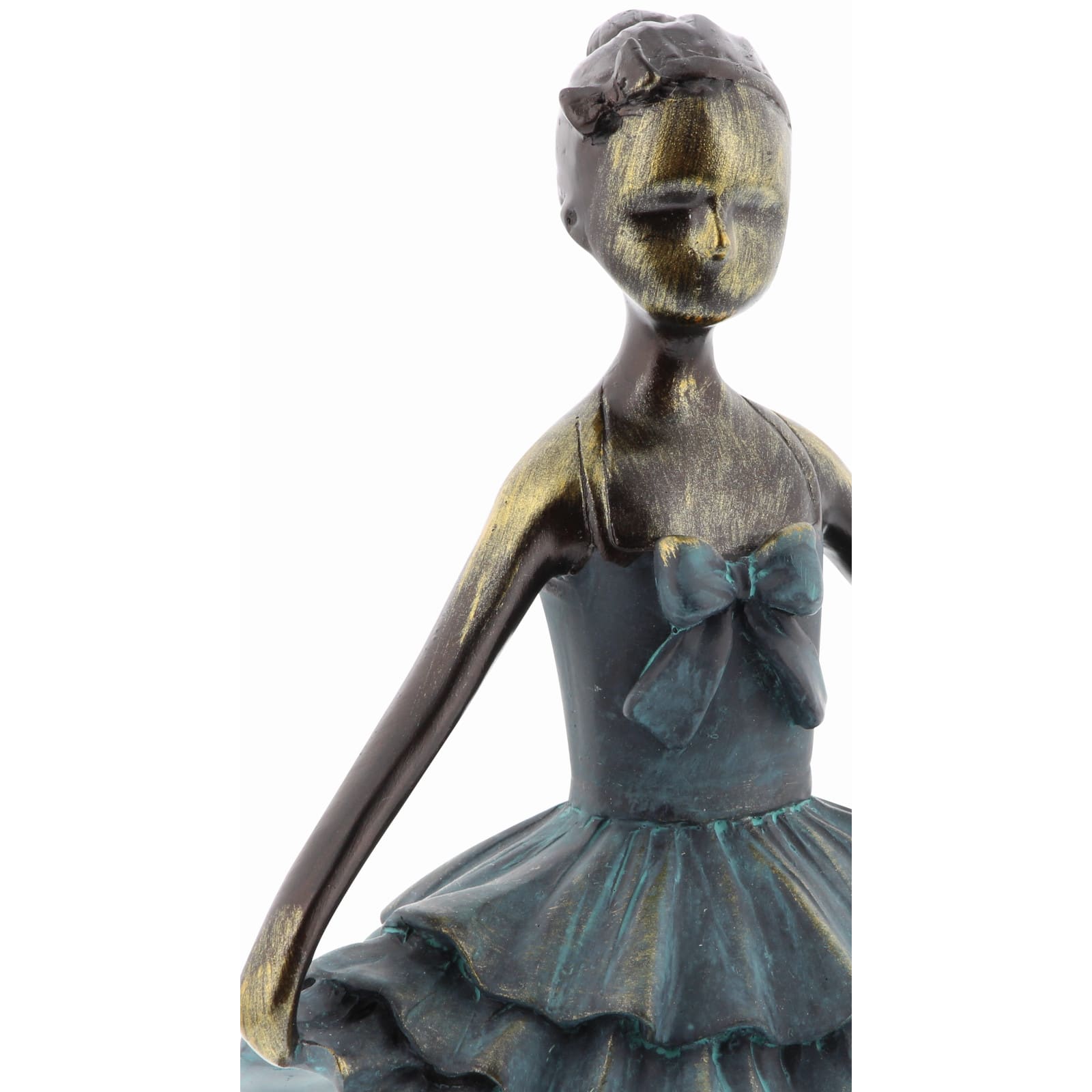 Set of 3 Teal Polystone Traditional Dancer Sculpture, 6" x 12"