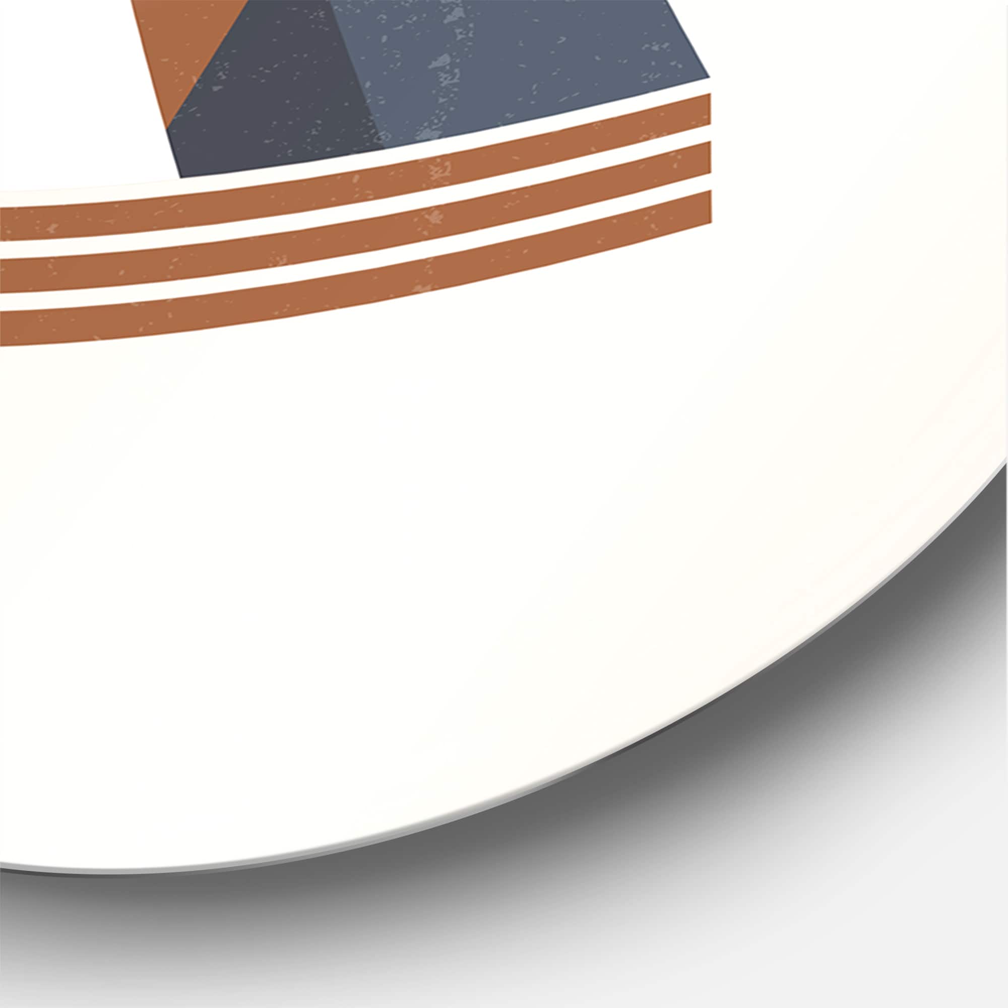 Designart - Mountain Abstract and Sun - Modern Metal Circle Wall Art