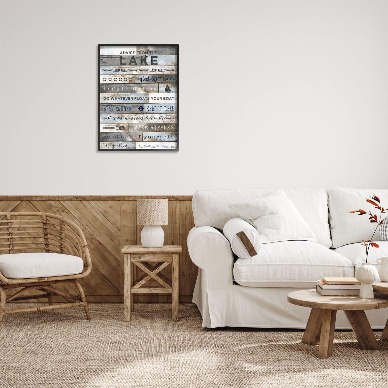 Stupell Industries Advice From the Lake List Rustic Plank Pattern Framed Wall Art
