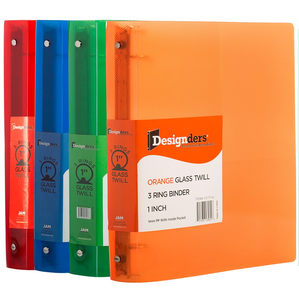 JAM Paper 1" Mixed Colors Plastic 3-Ring Binders, 4ct.
