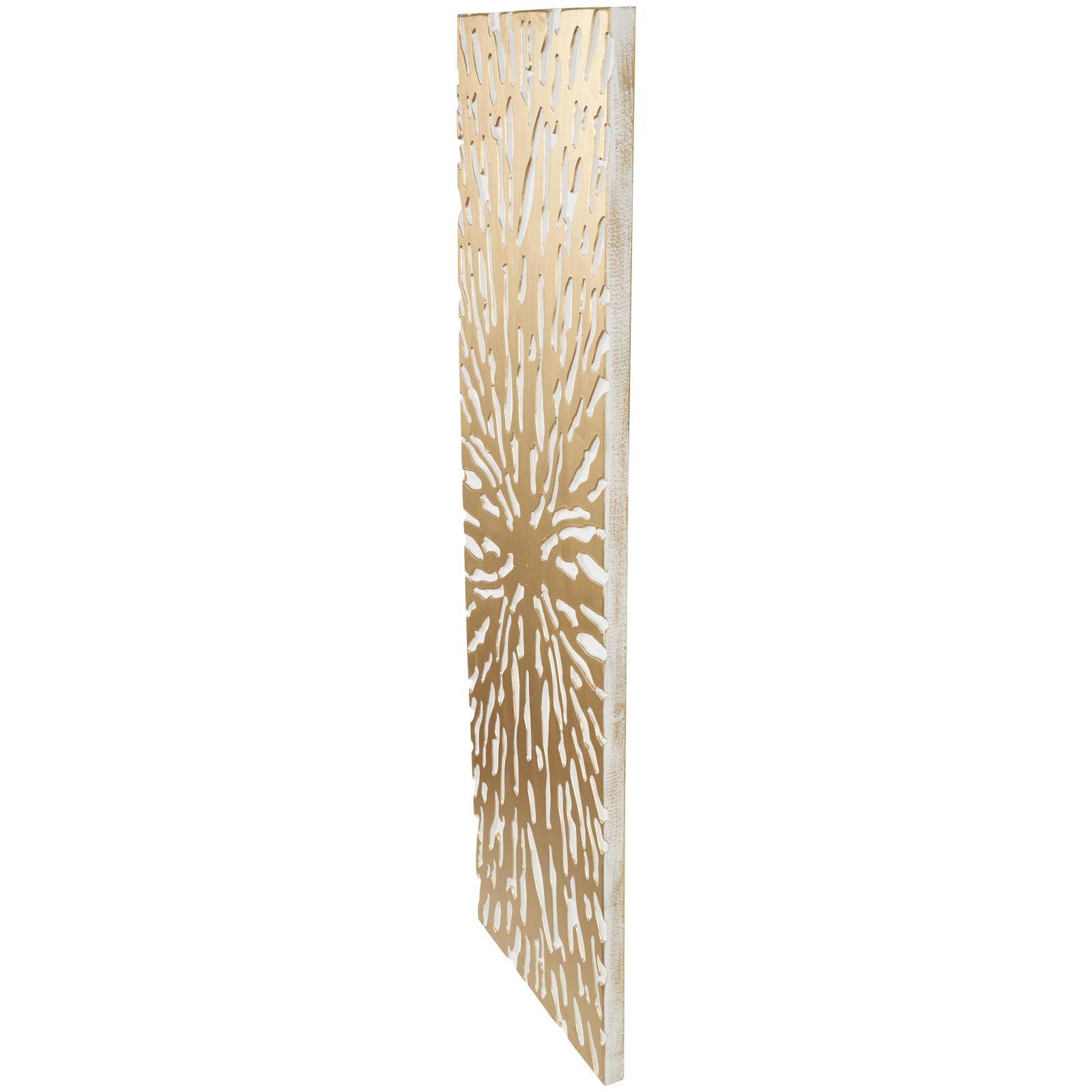 Gold & White Abstract Starburst Carved MDF Wall Décor